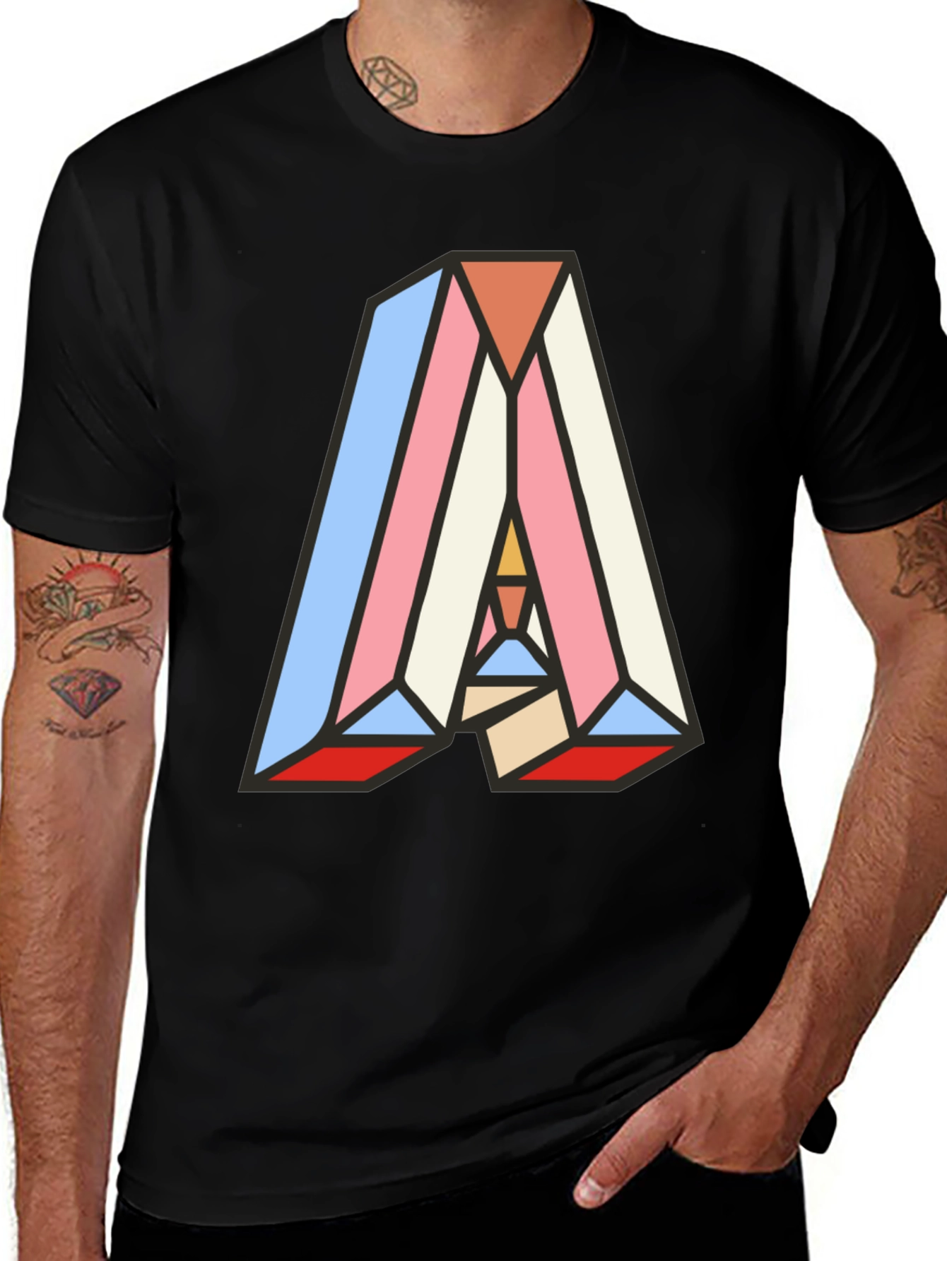 Abstract Geometric Letter A Graphic T-Shirt