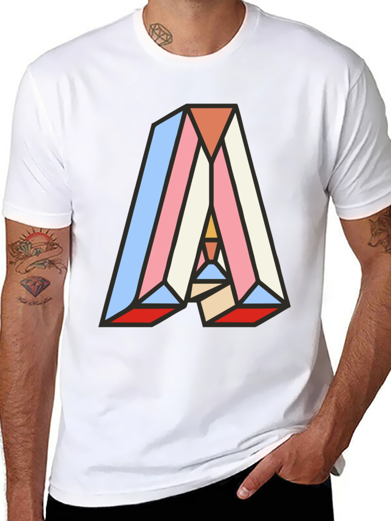 Abstract Geometric Letter A Graphic T-Shirt