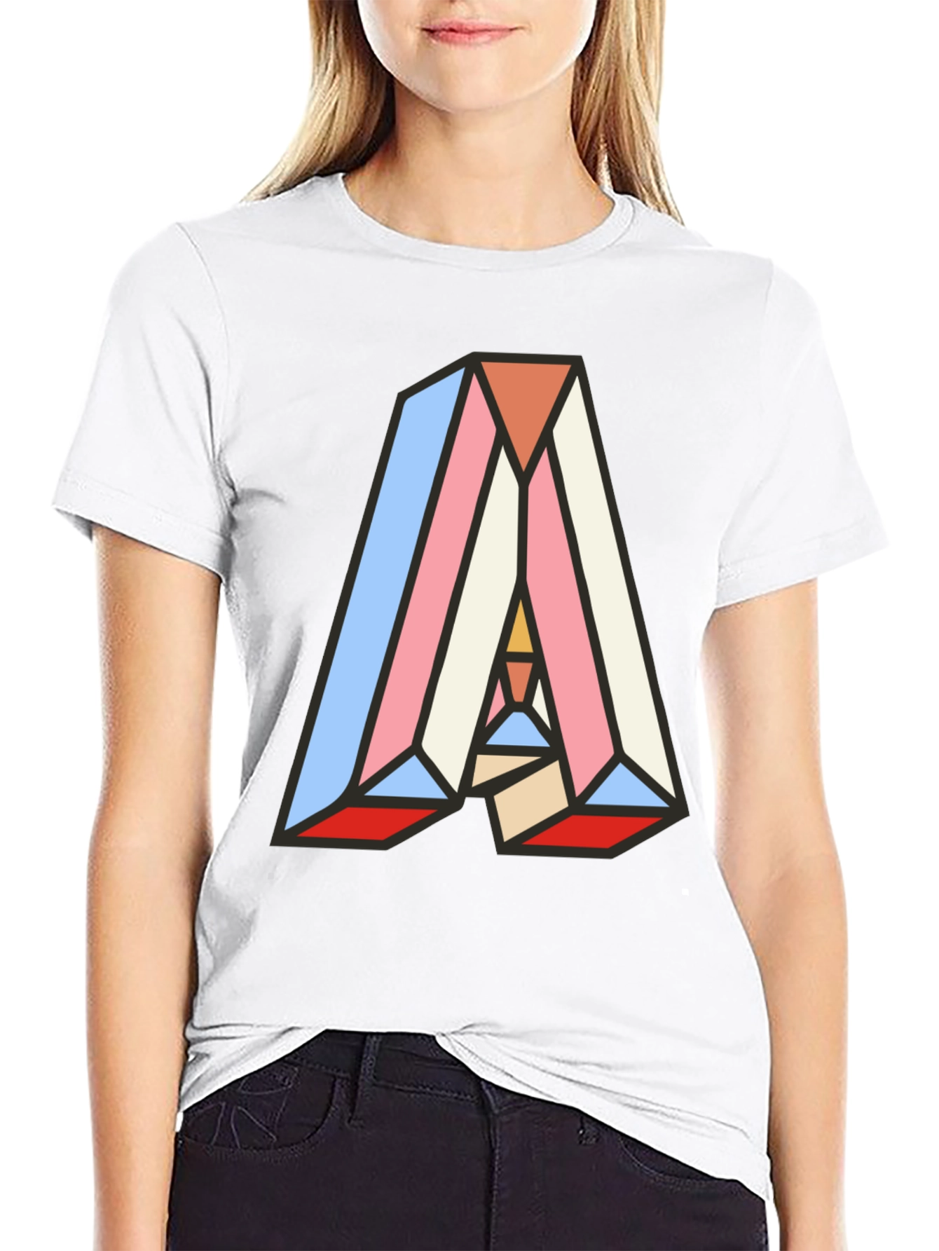 Abstract Geometric Letter A Graphic T-Shirt