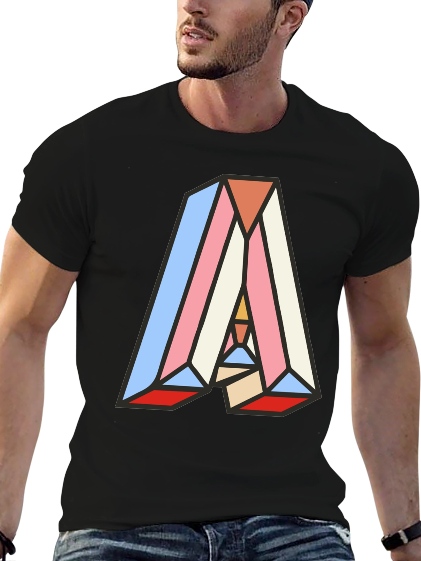 Abstract Geometric Letter A Graphic T-Shirt