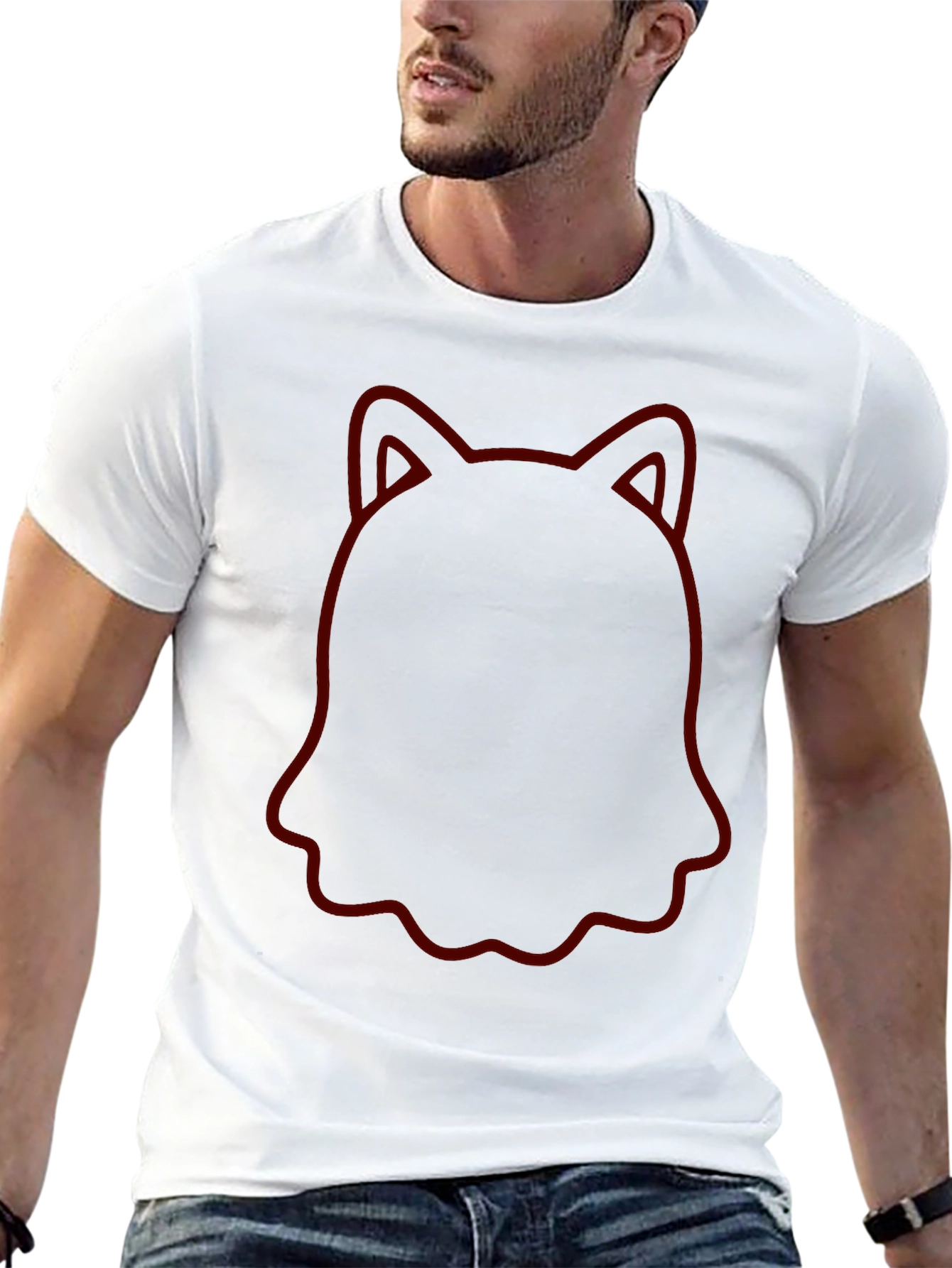 Unique Cat Outline Black T-Shirt