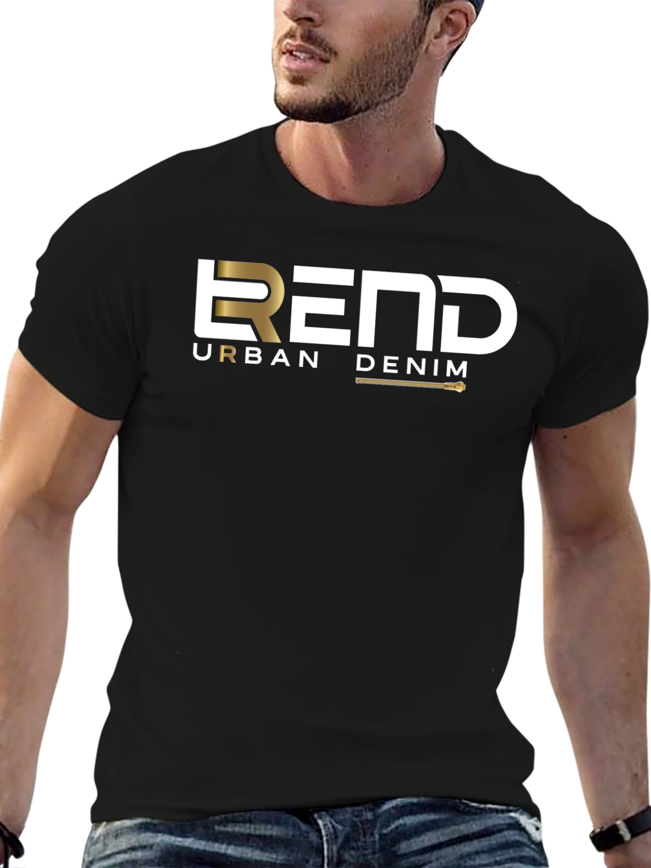 REND Urban Denim Graphic T-Shirt - Black