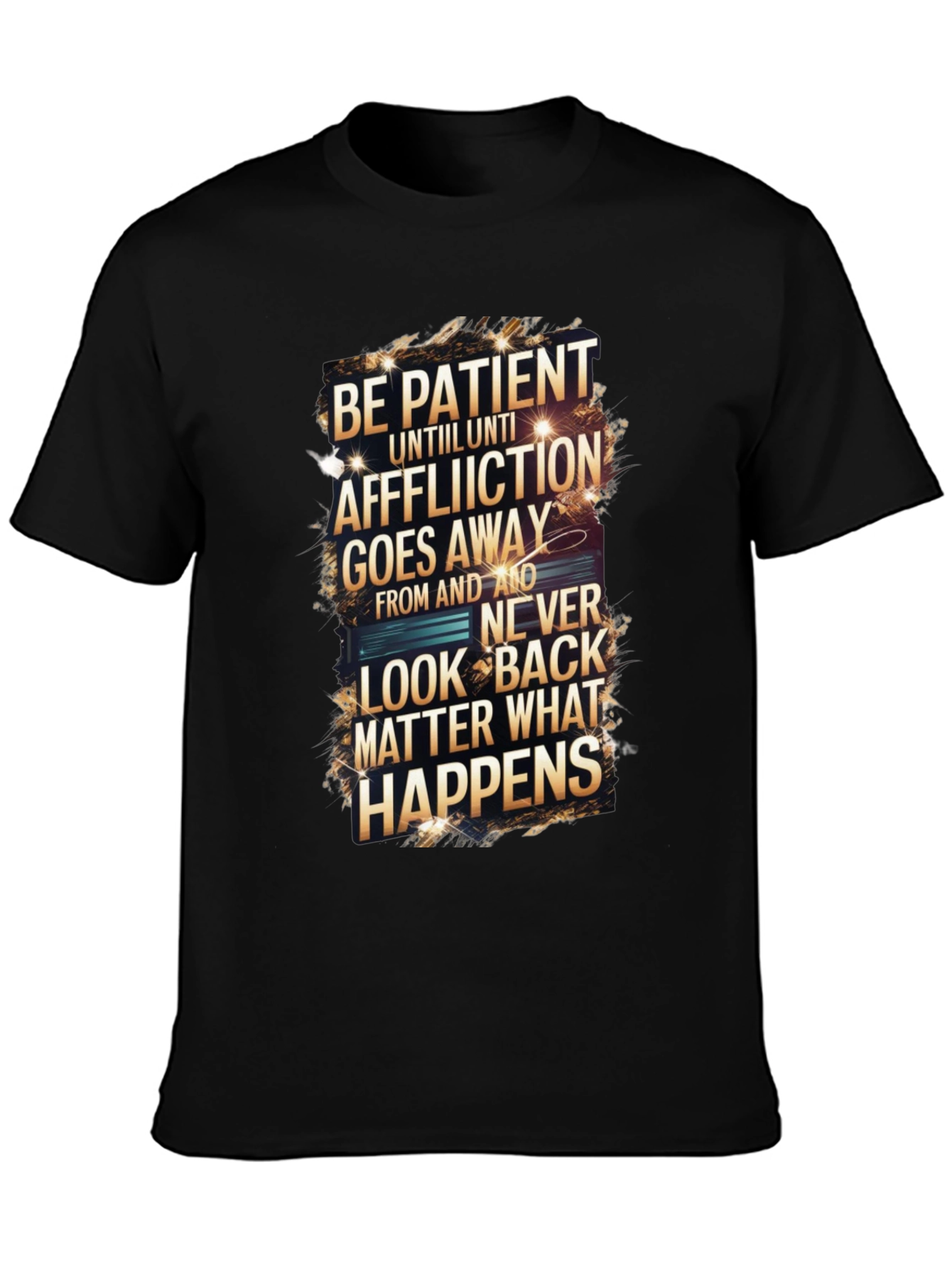 Be Patient Graphic Print Black T-Shirt
