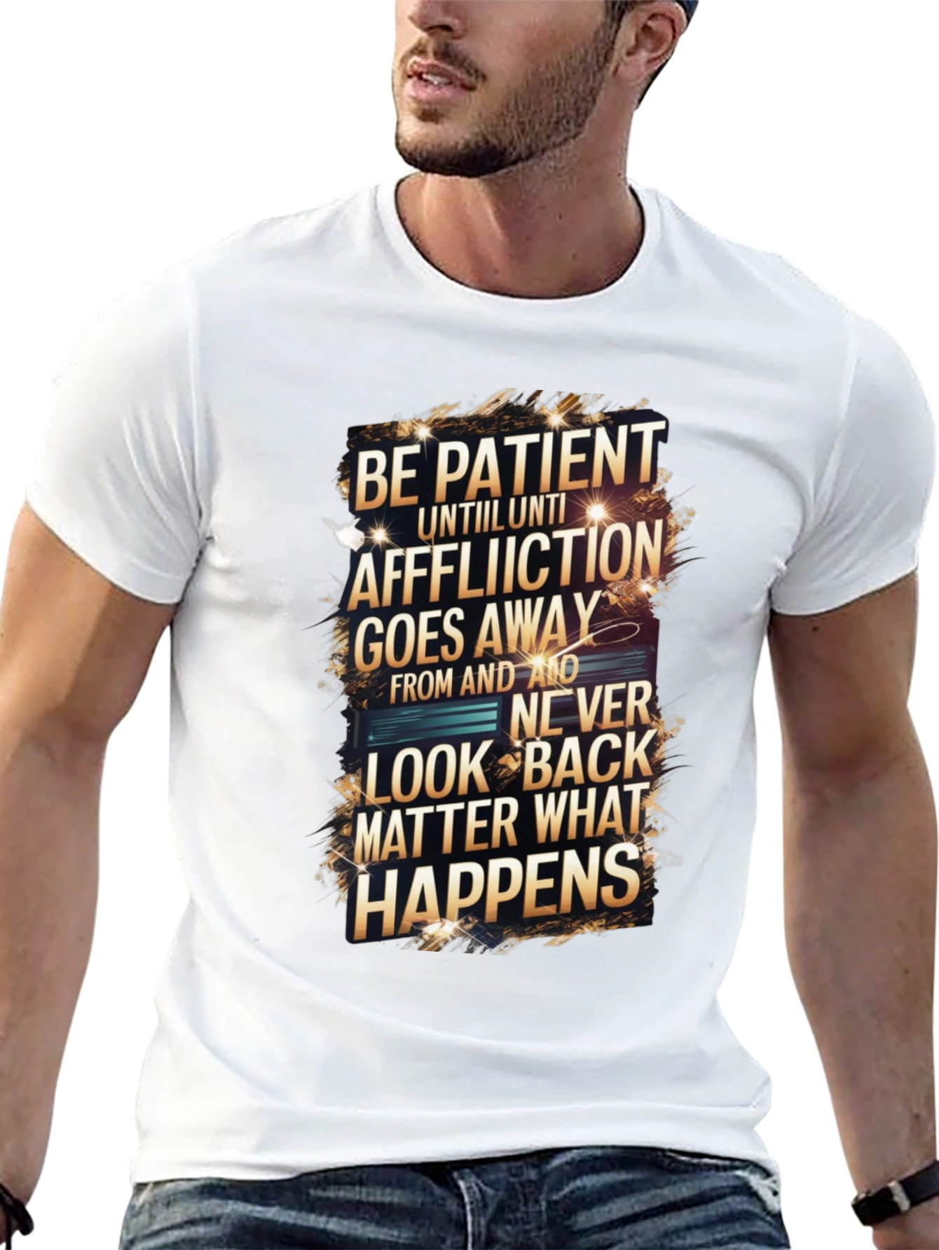 Be Patient Graphic Print Black T-Shirt