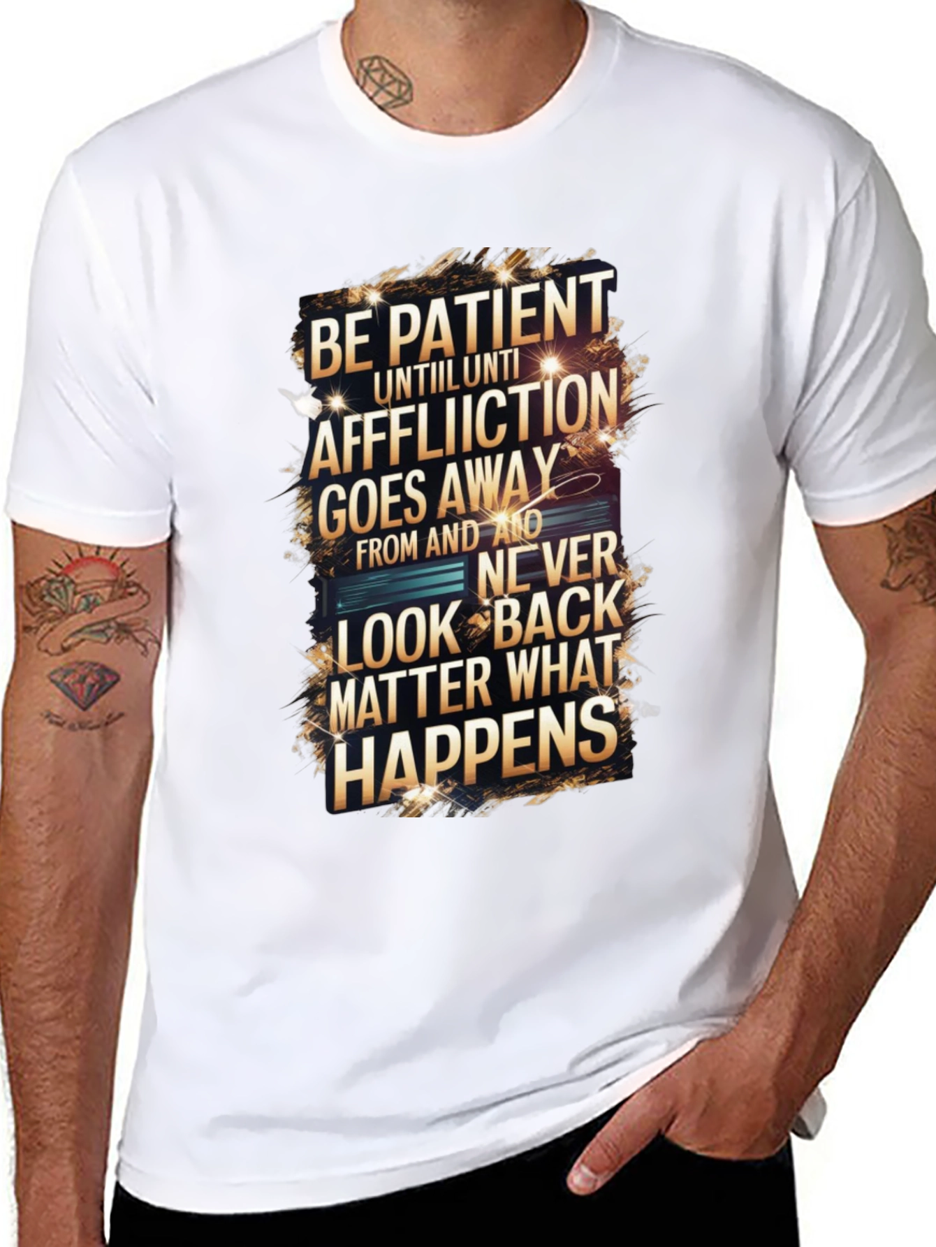 Be Patient Graphic Print Black T-Shirt