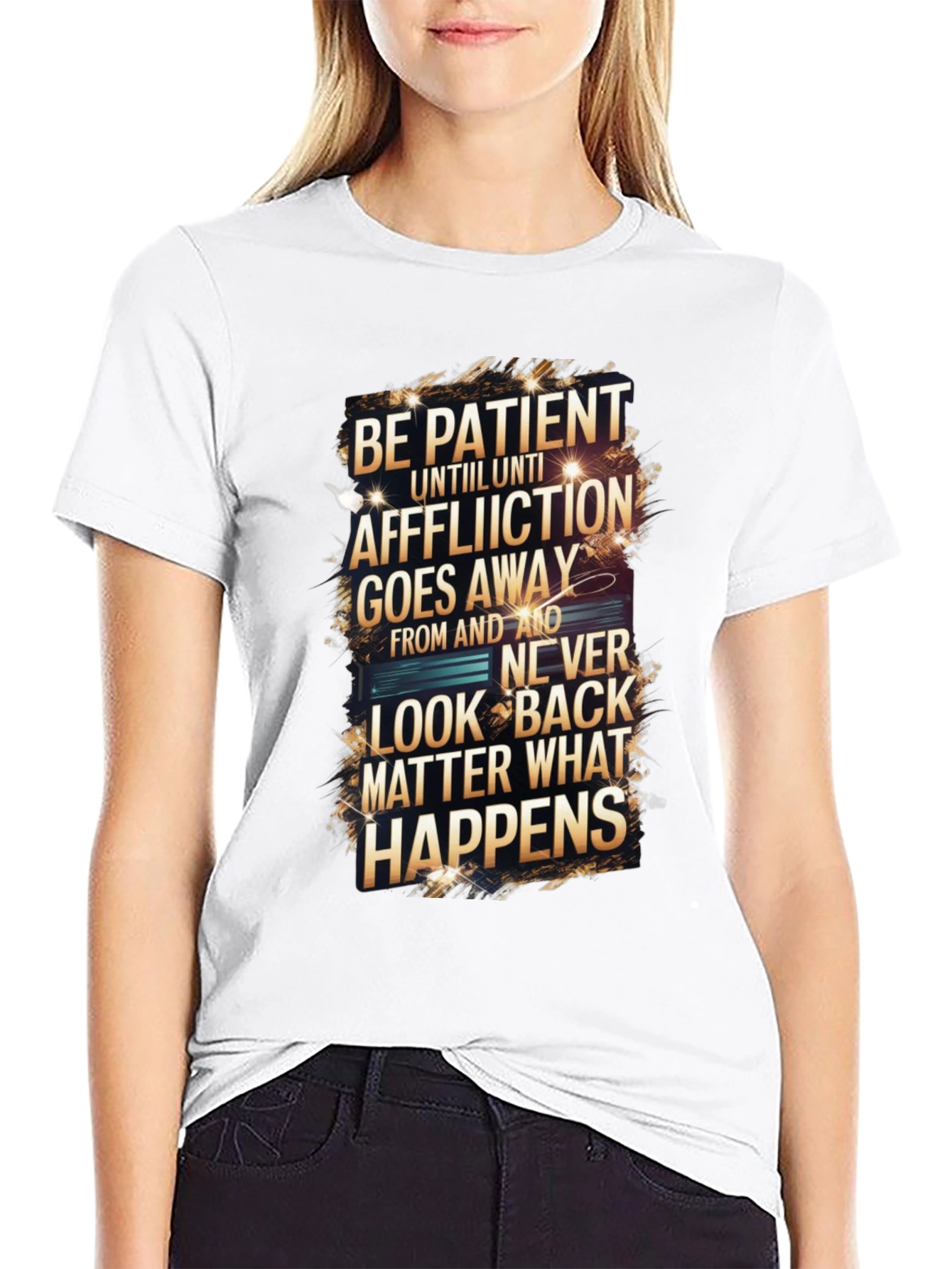 Be Patient Graphic Print Black T-Shirt