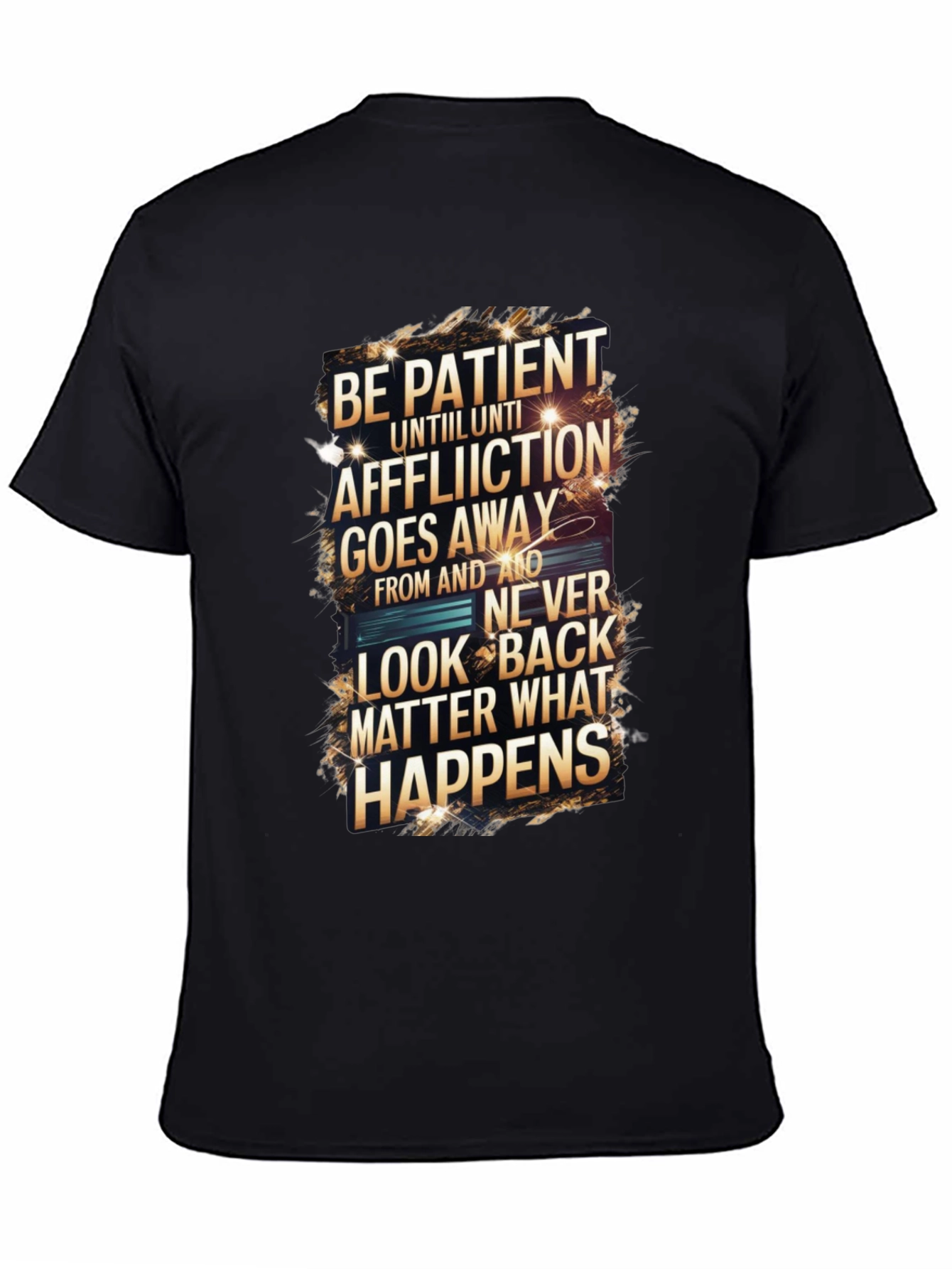 Be Patient Graphic Print Black T-Shirt