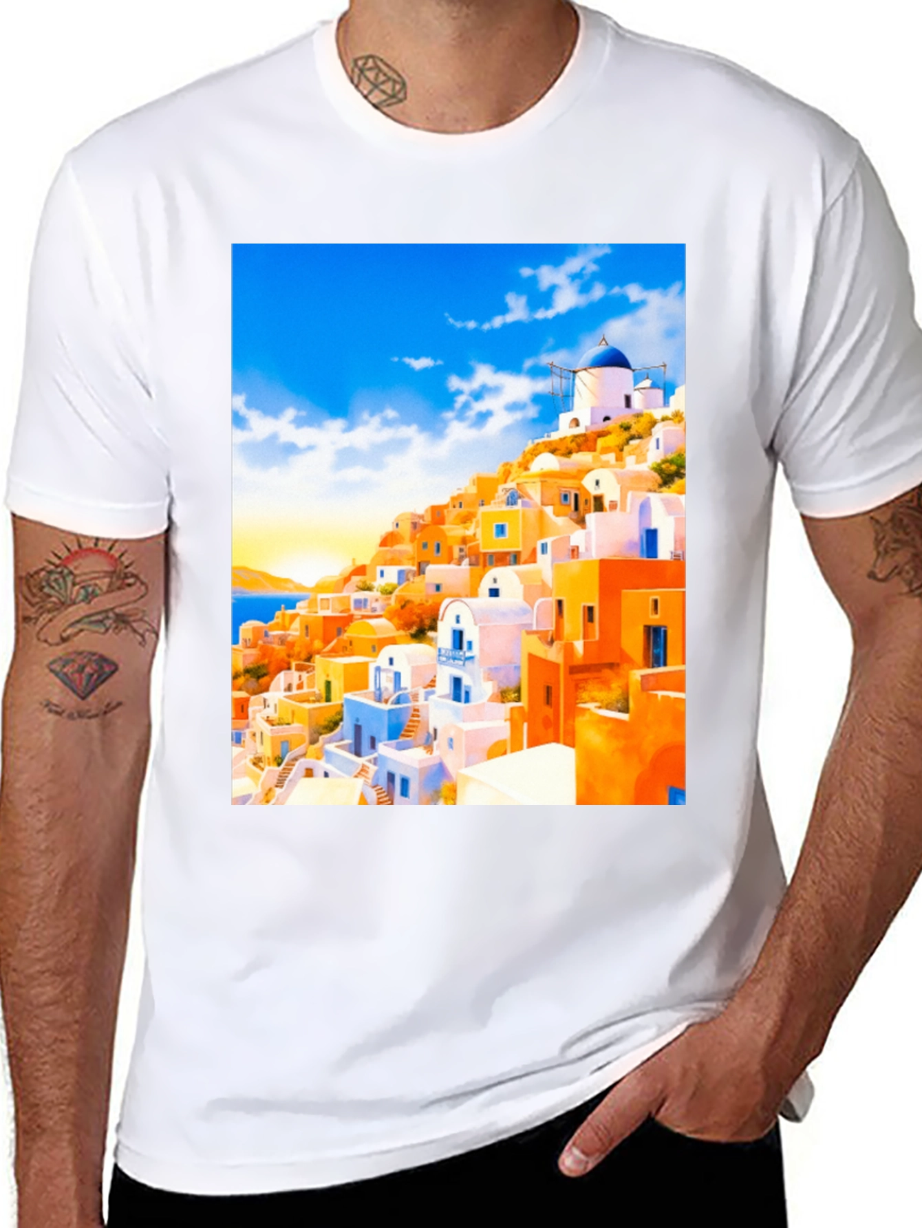 Santorini Inspired T-Shirt - Island Paradise