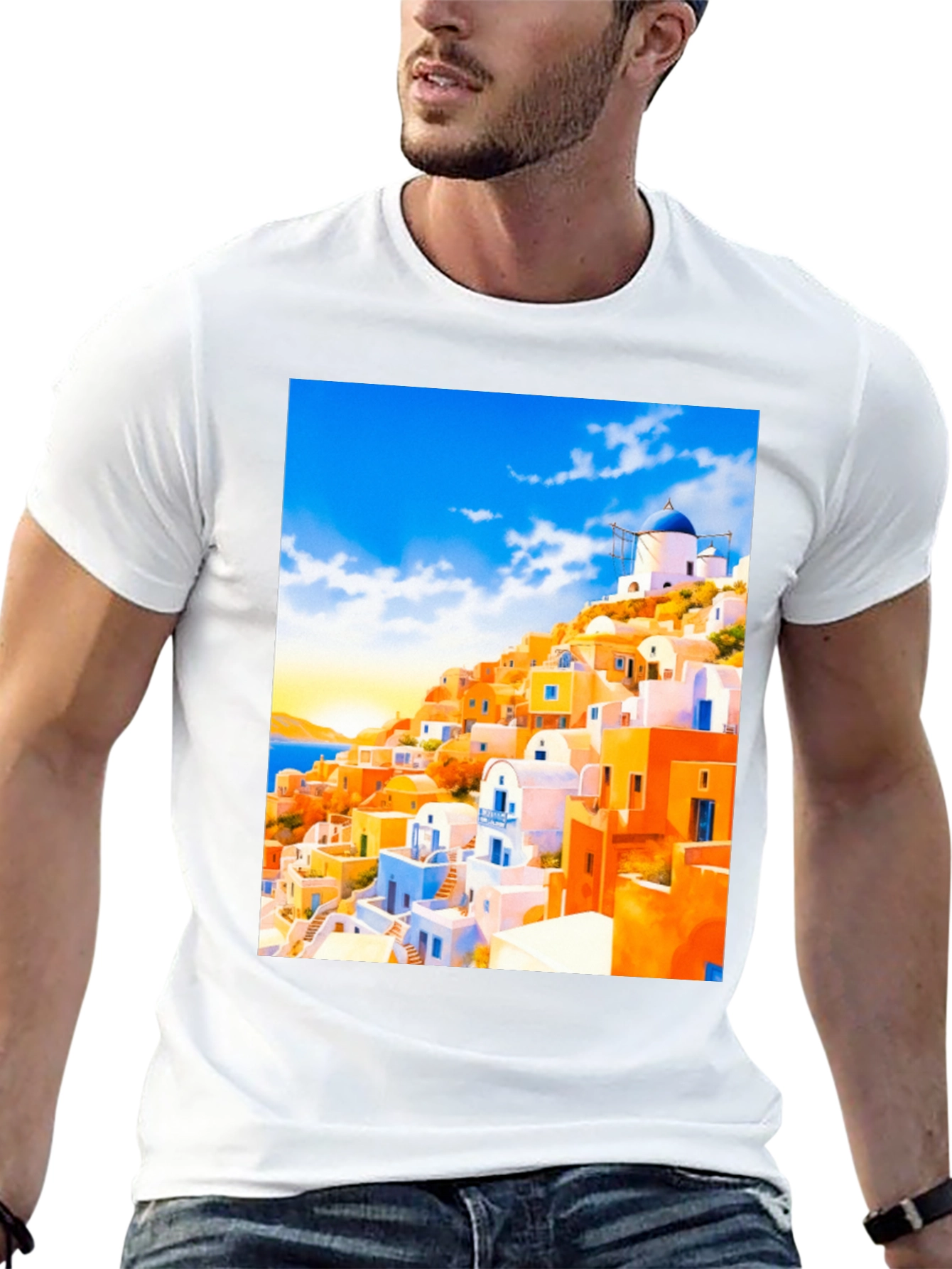Santorini Inspired T-Shirt - Island Paradise