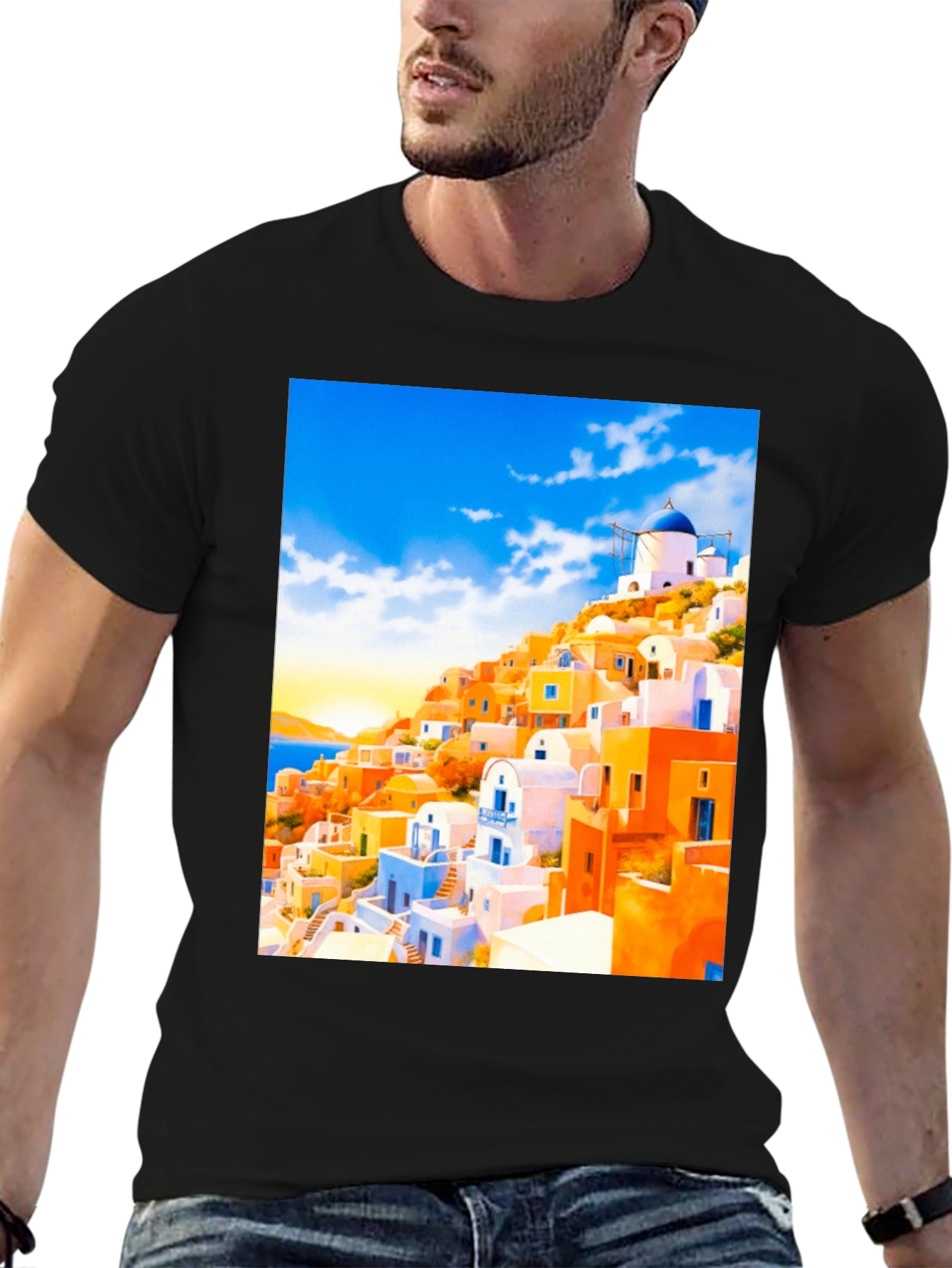 Santorini Inspired T-Shirt - Island Paradise