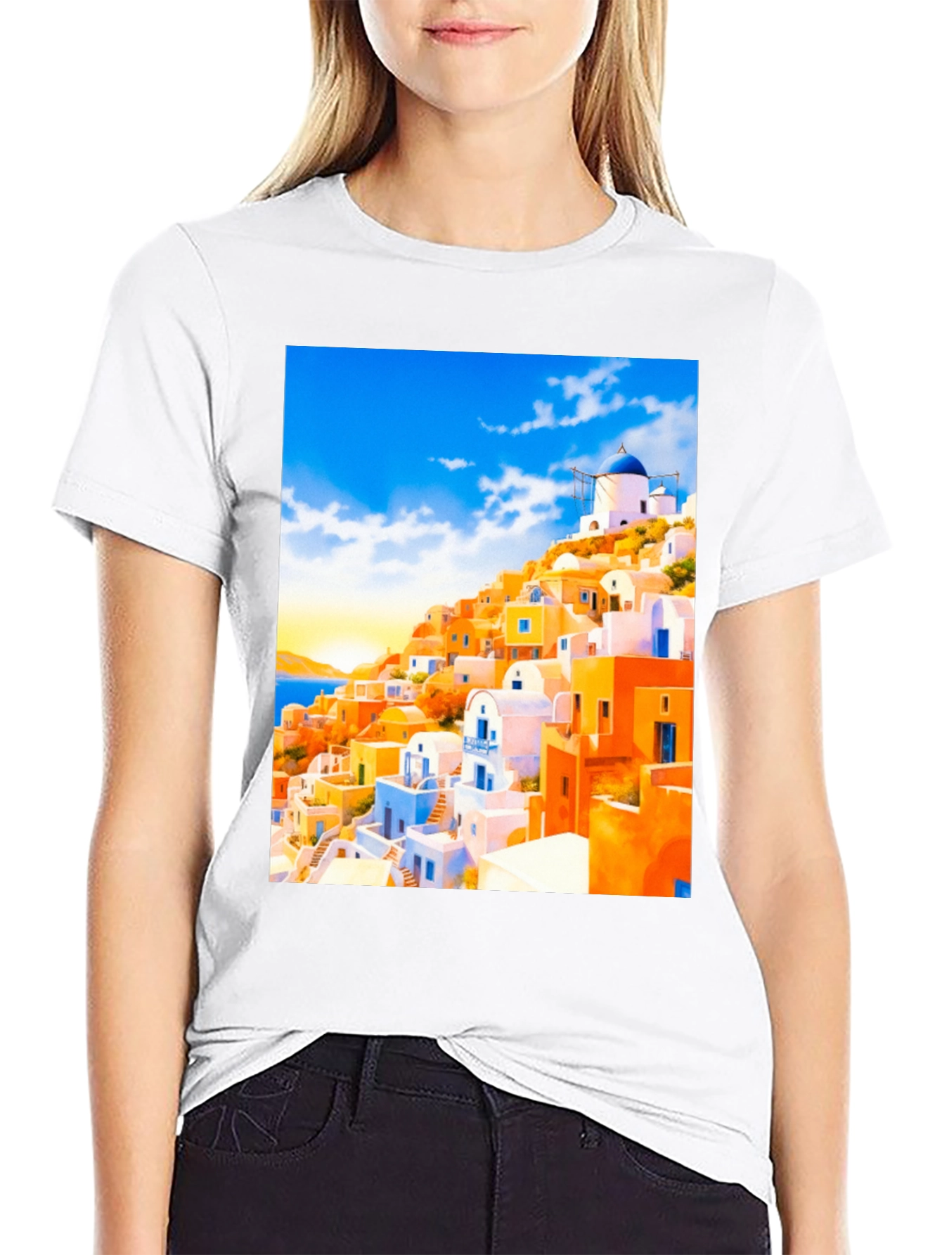 Santorini Inspired T-Shirt - Island Paradise