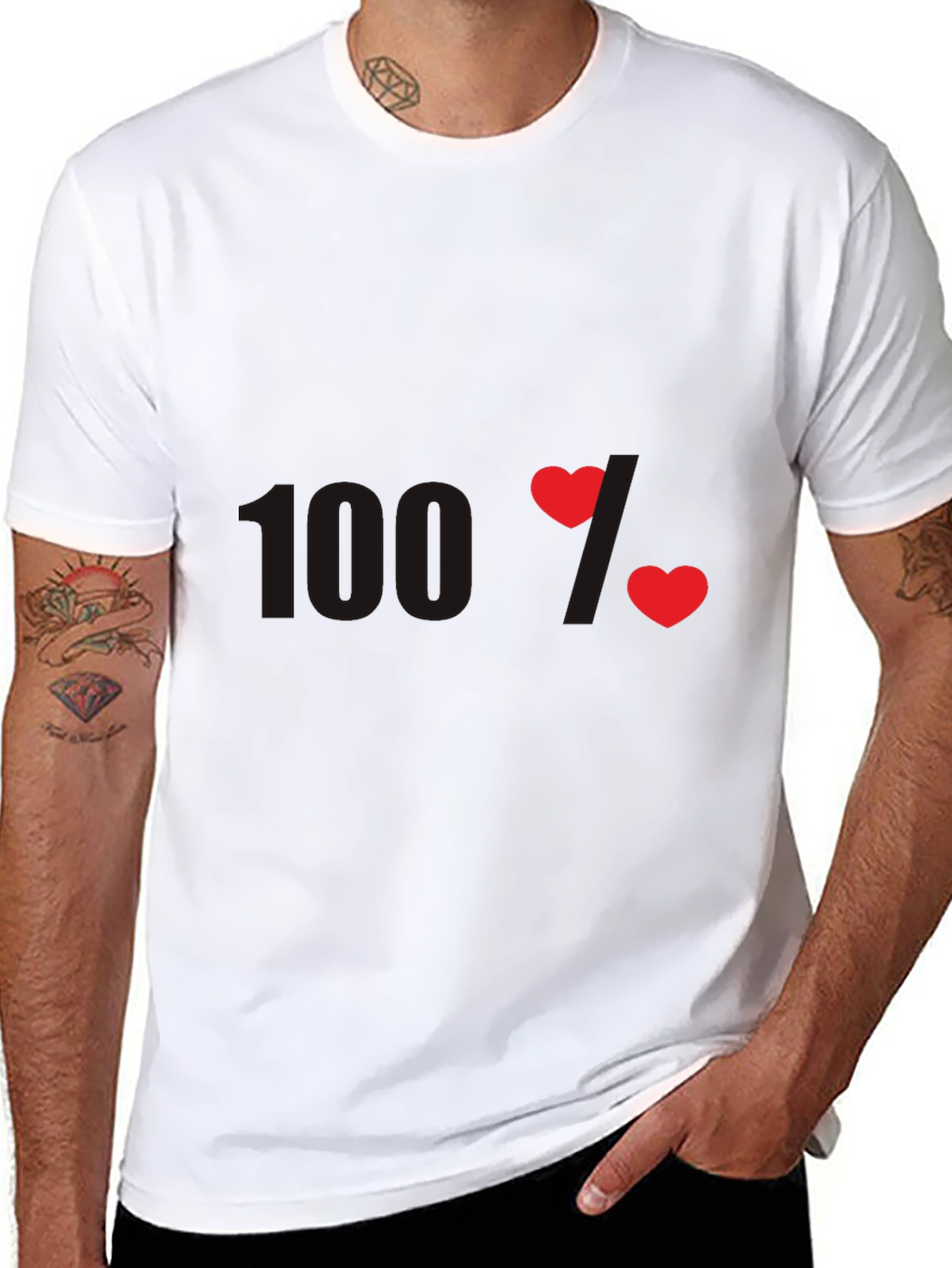 100% Love Graphic T-Shirt - Heart Design