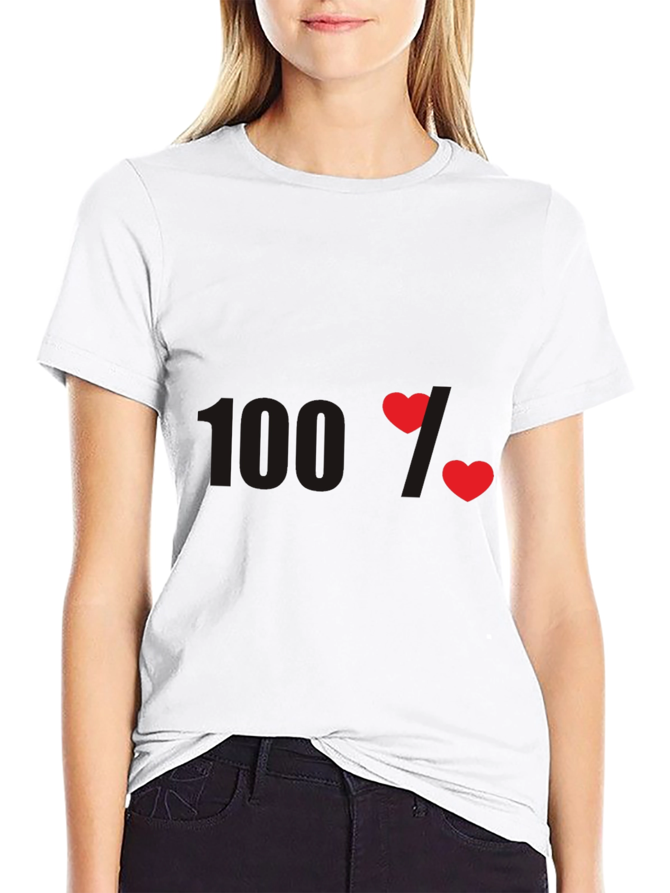 100% Love Graphic T-Shirt - Heart Design