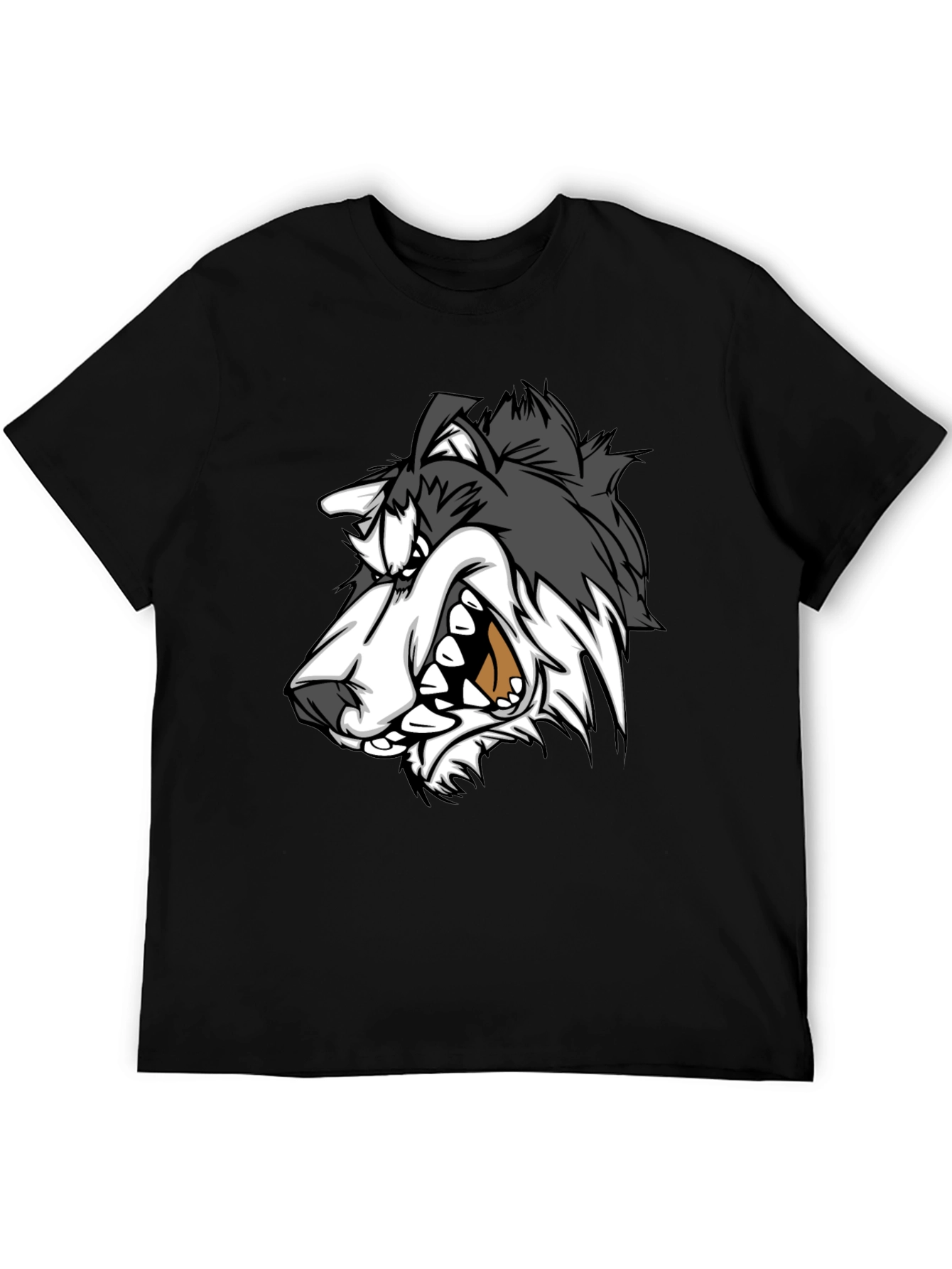Angry Wolf Graphic Black T-Shirt