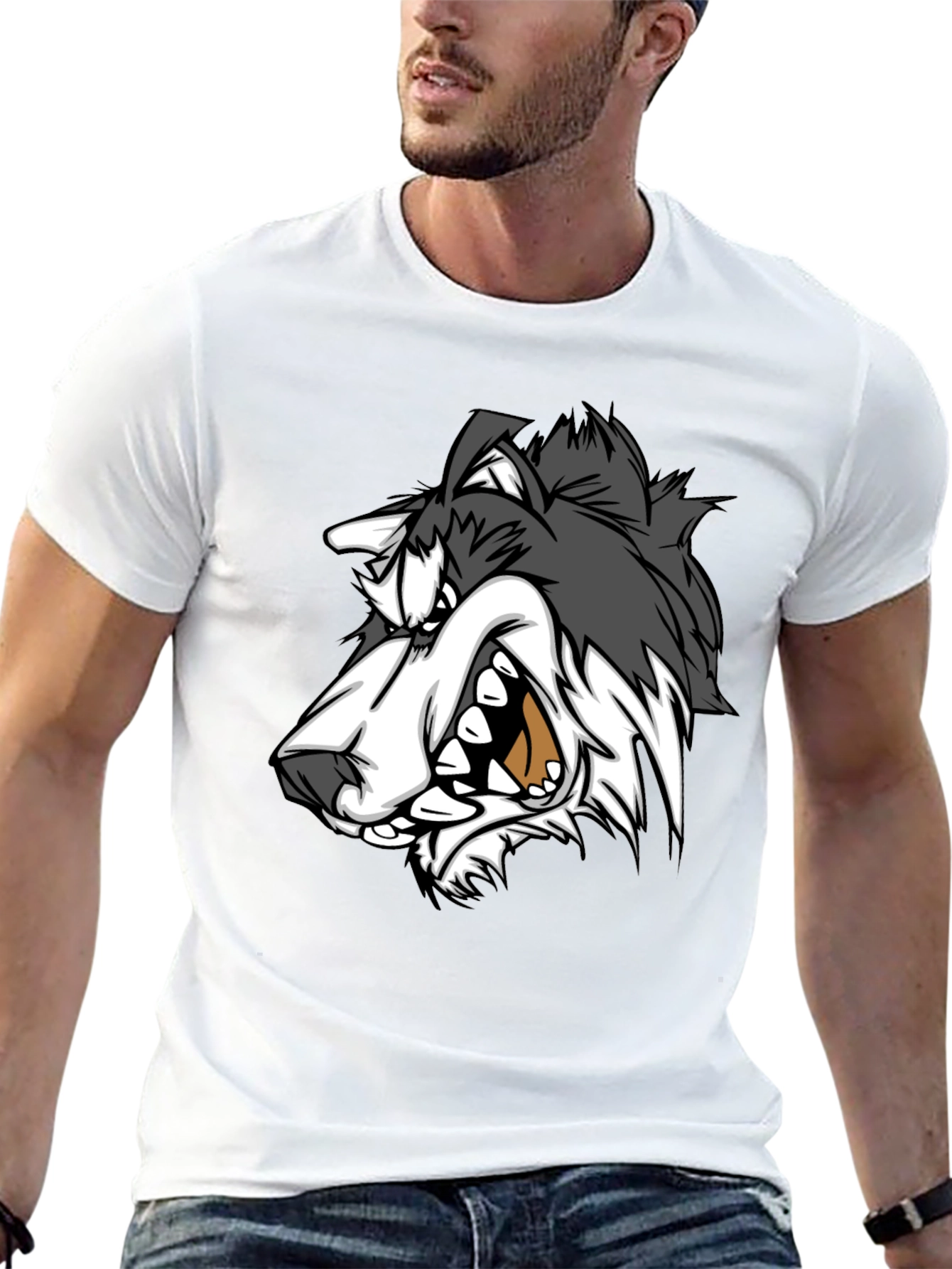 Angry Wolf Graphic Black T-Shirt