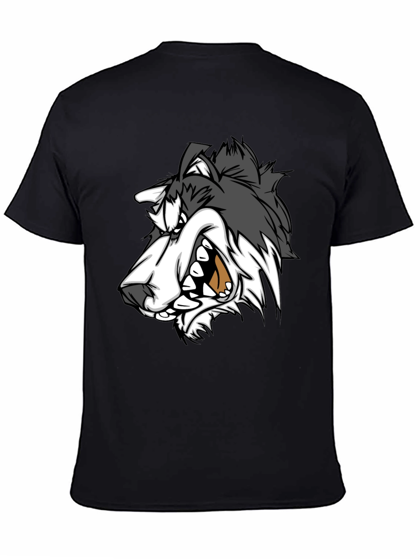 Angry Wolf Graphic Black T-Shirt