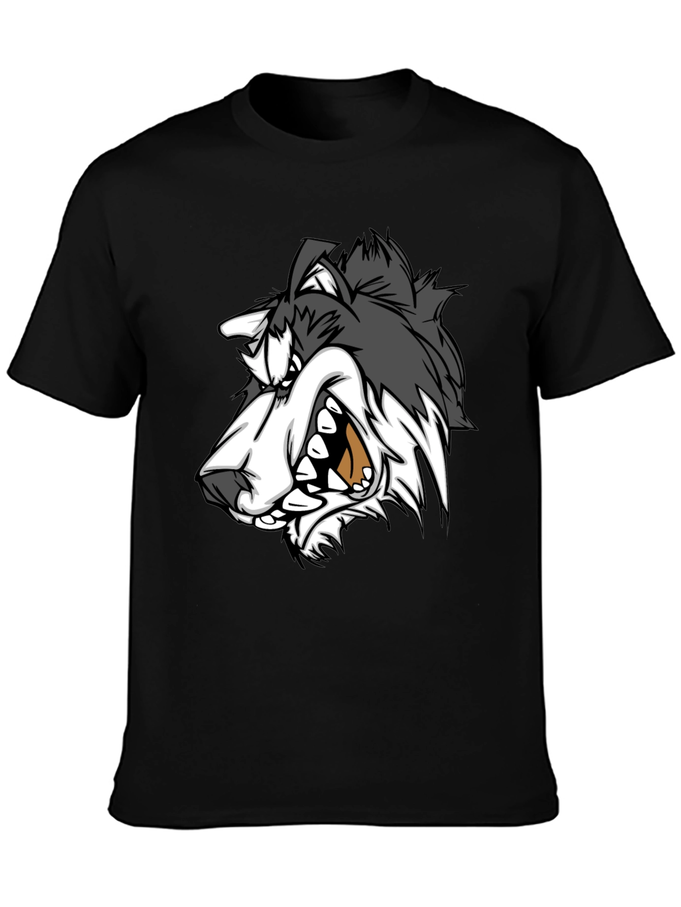 Angry Wolf Graphic Black T-Shirt