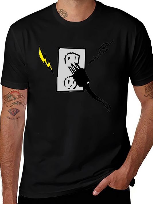 Electric Outlet Graphic Tee - Stylish Black T-Shirt