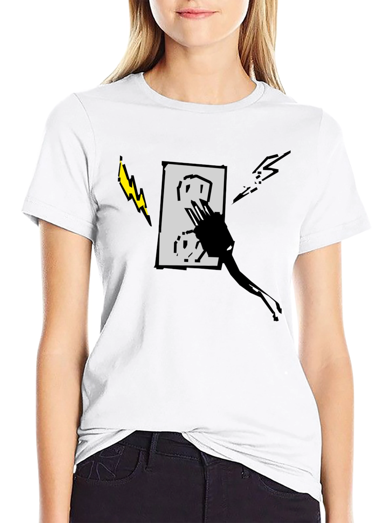 Electric Outlet Graphic Tee - Stylish Black T-Shirt