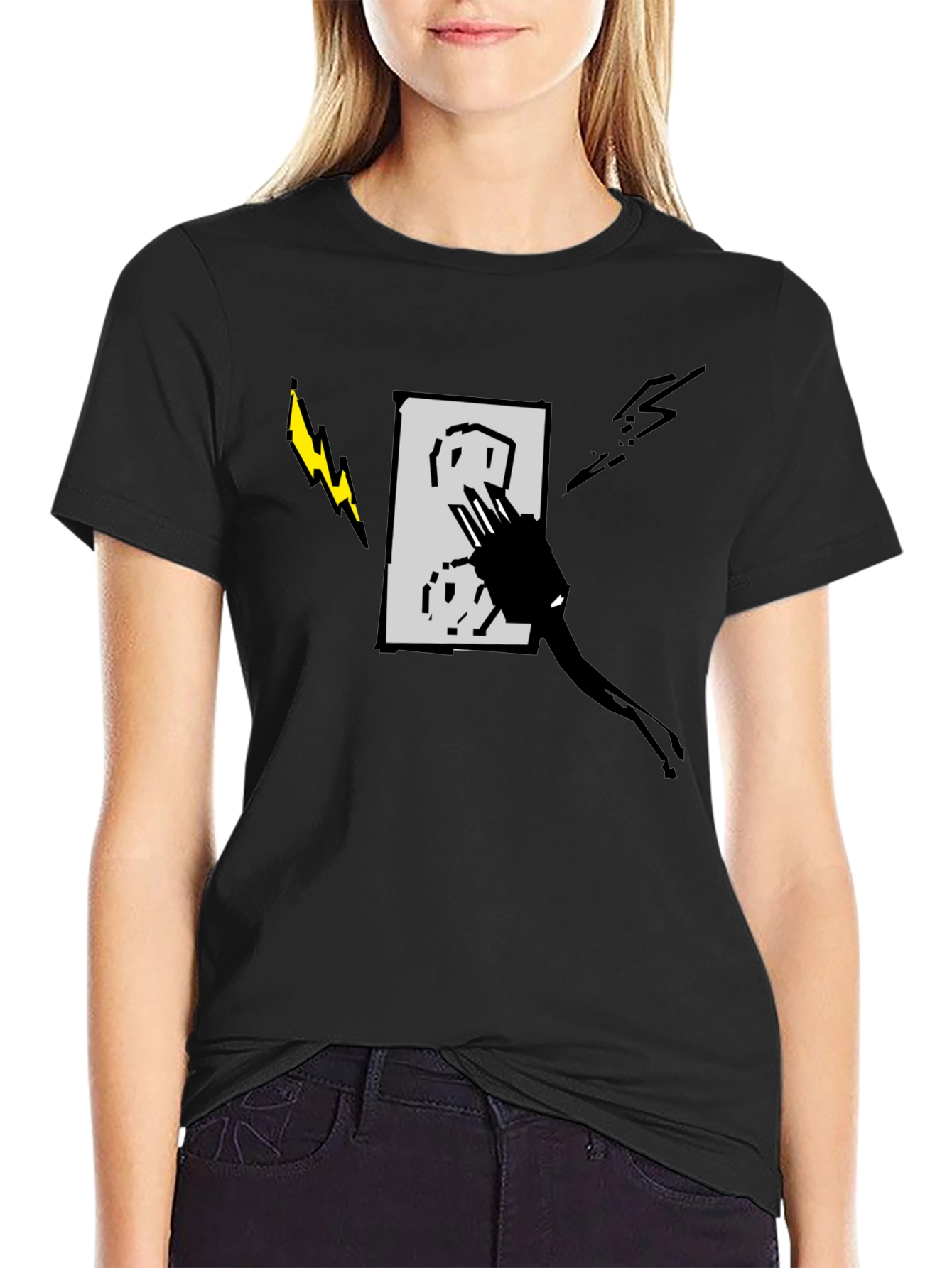 Electric Outlet Graphic Tee - Stylish Black T-Shirt