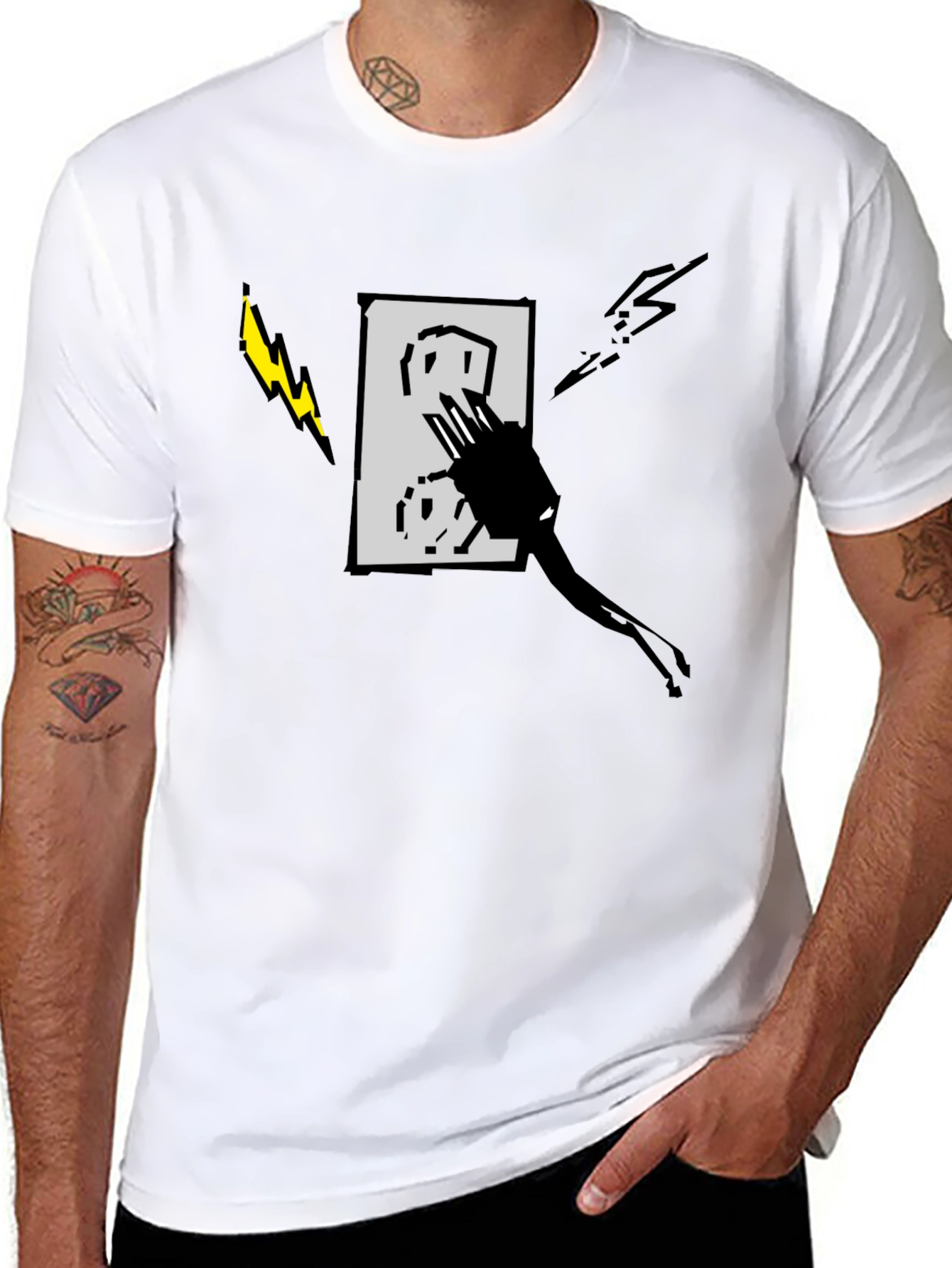 Electric Outlet Graphic Tee - Stylish Black T-Shirt