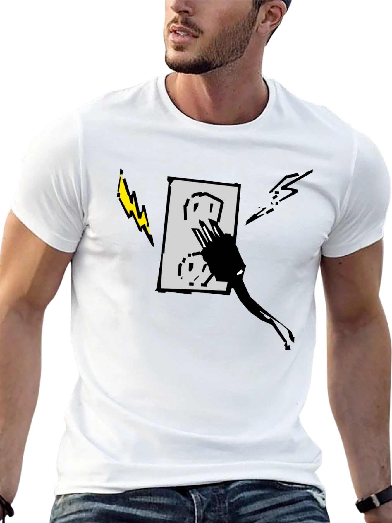 Electric Outlet Graphic Tee - Stylish Black T-Shirt