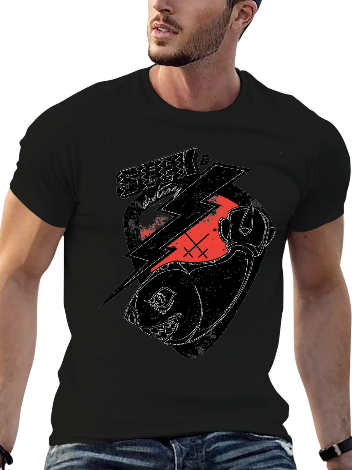 Seek & Destroy Graphic Tee - Black Cotton T-Shirt