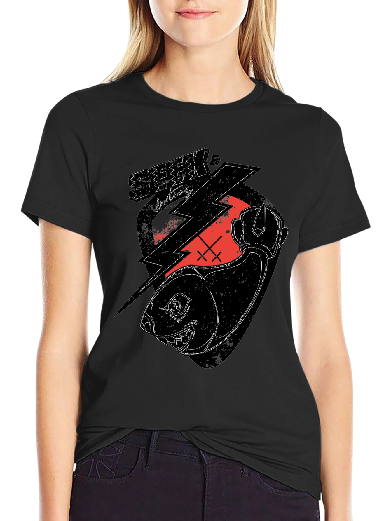 Seek & Destroy Graphic Tee - Black Cotton T-Shirt