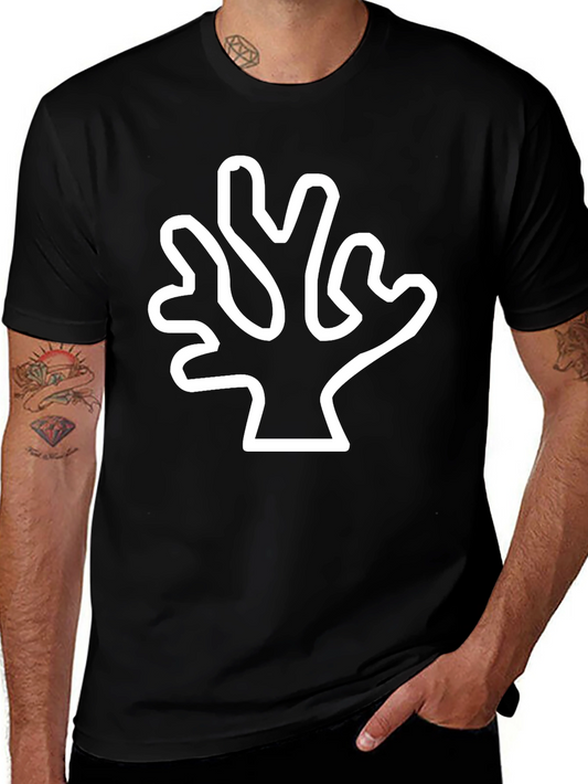 White Coral Graphic Black T-Shirt