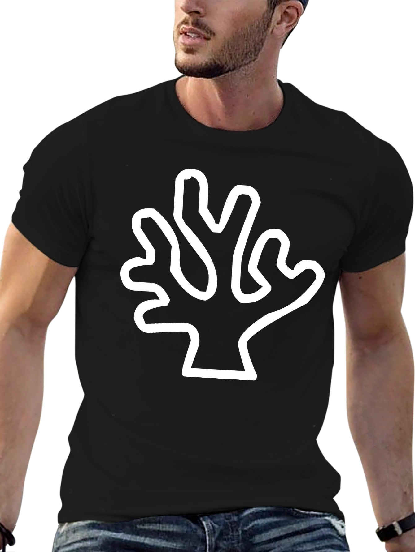 White Coral Graphic Black T-Shirt