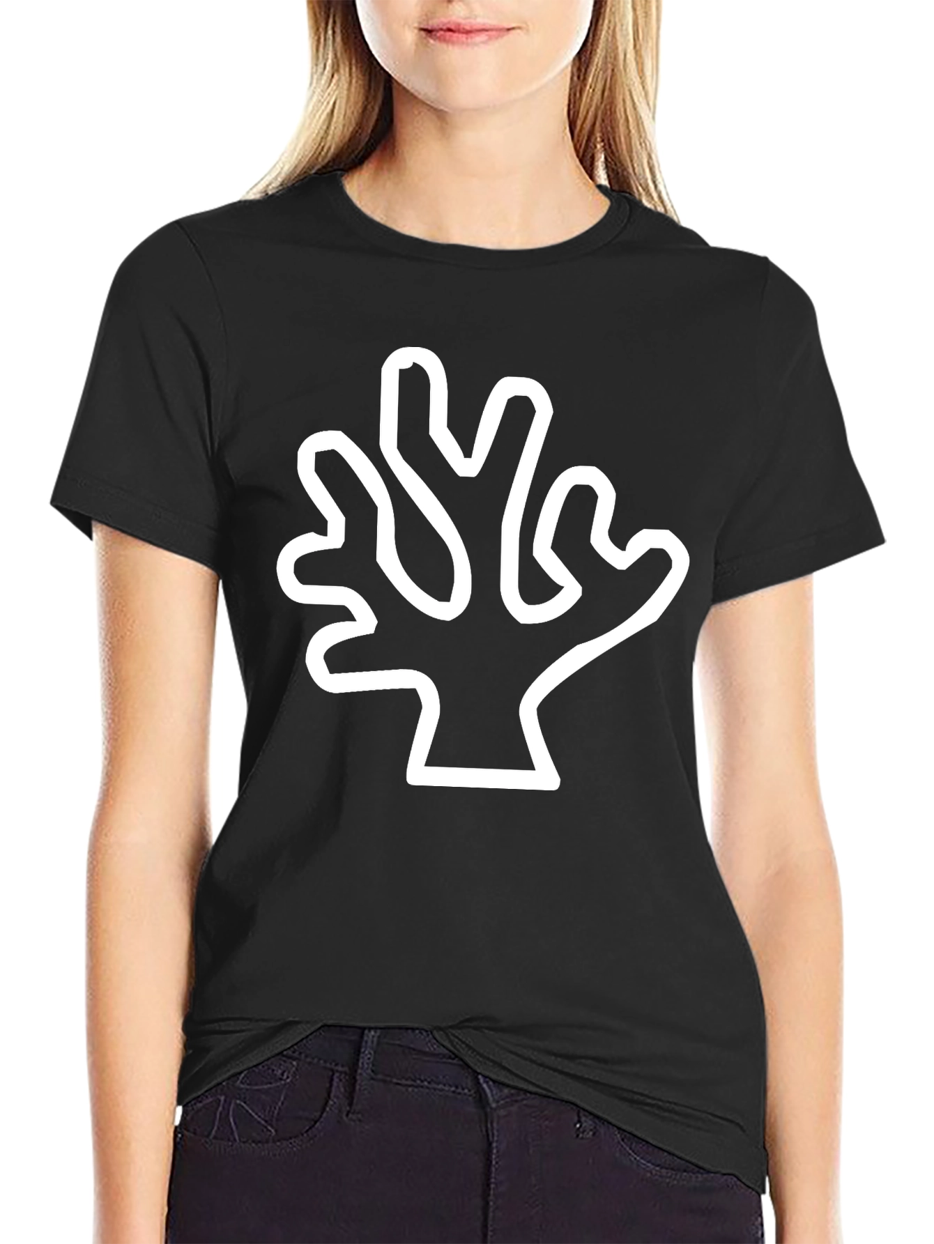 White Coral Graphic Black T-Shirt