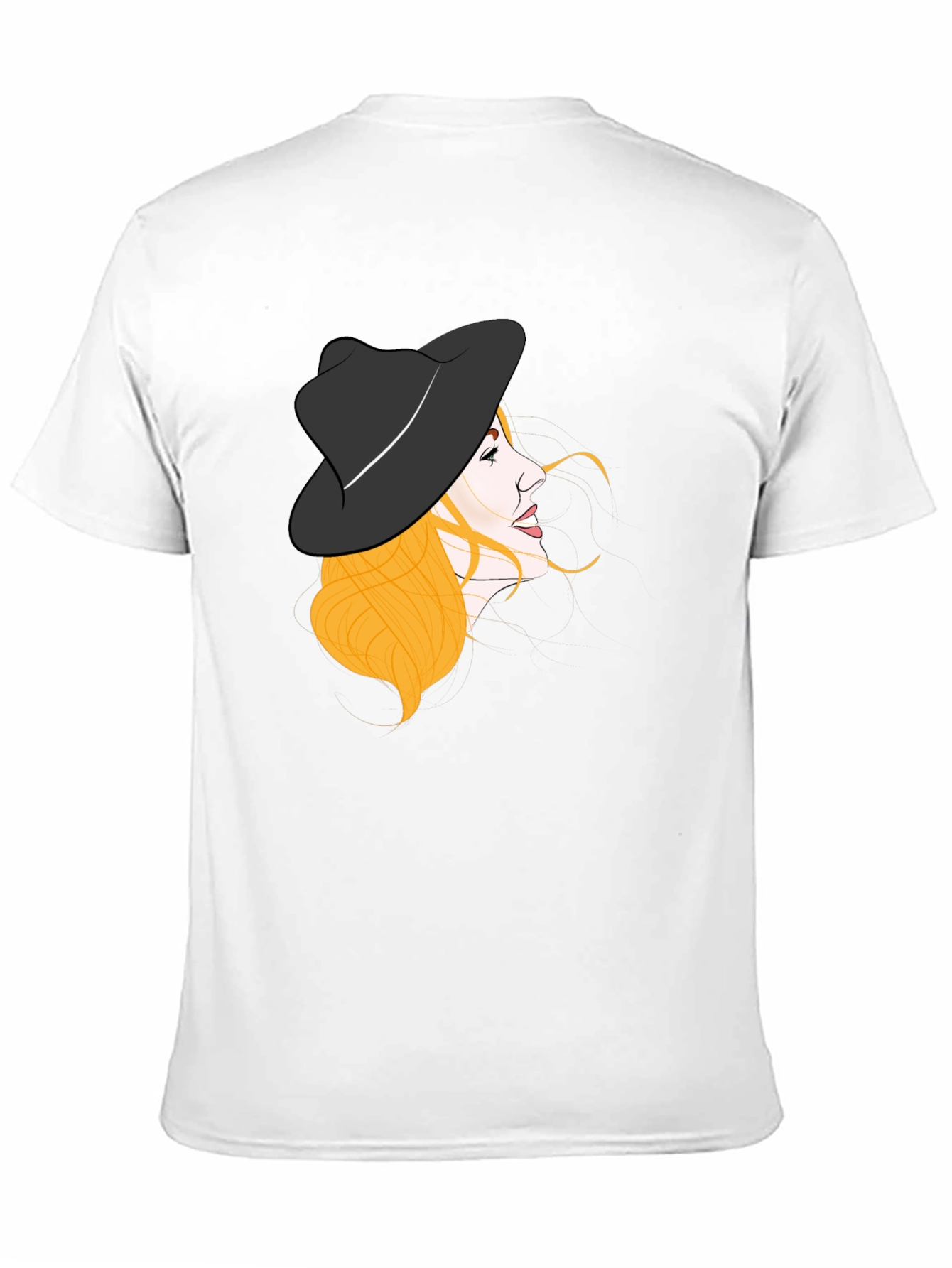 Stylish Woman Hat Graphic Black Tee