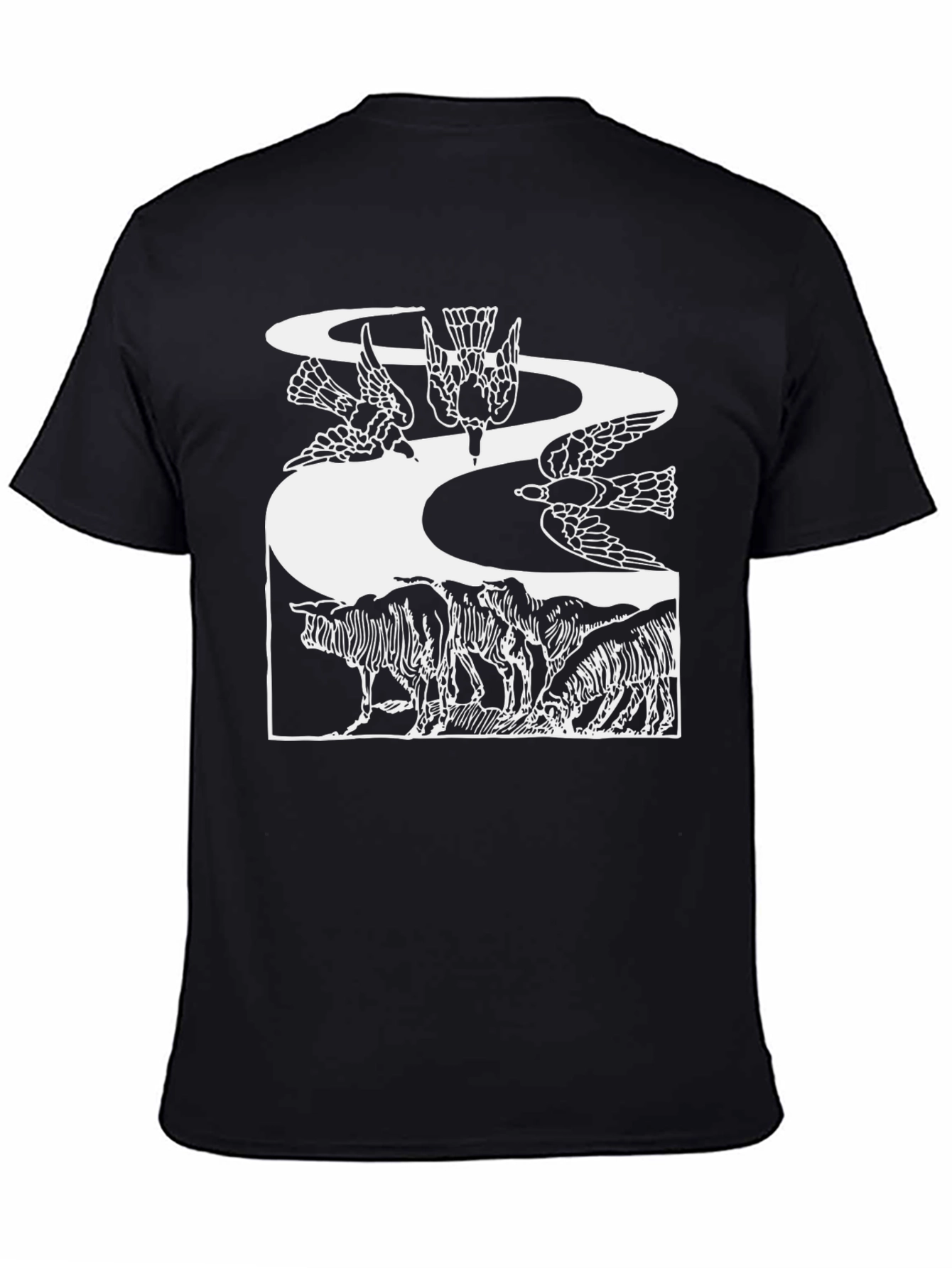 Artistic Graphic Tee - Birds & Wildlife Design