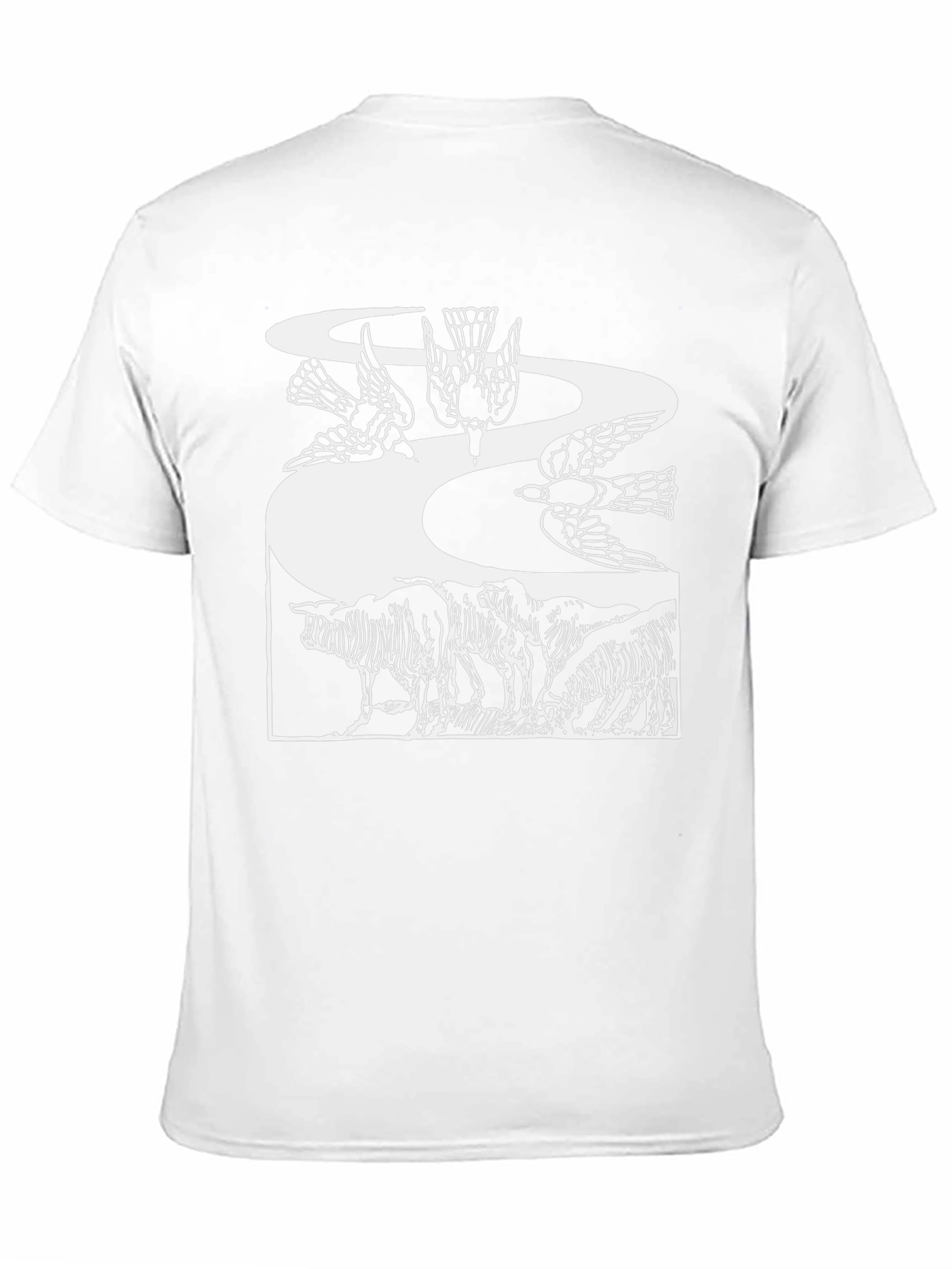 Artistic Graphic Tee - Birds & Wildlife Design