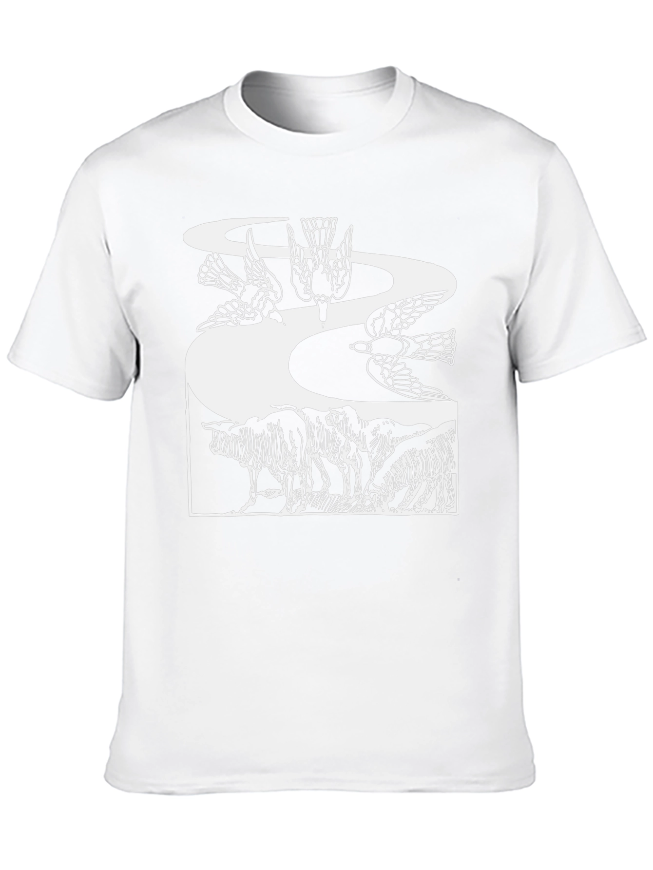 Artistic Graphic Tee - Birds & Wildlife Design
