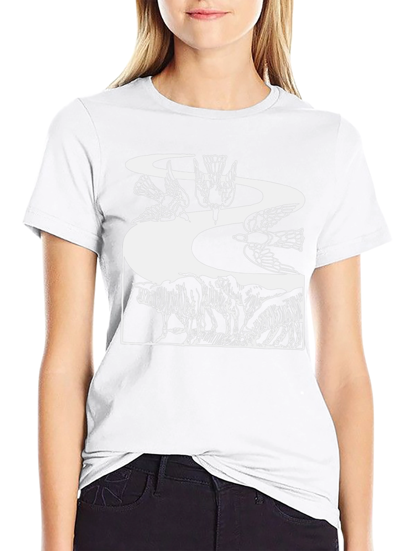 Artistic Graphic Tee - Birds & Wildlife Design