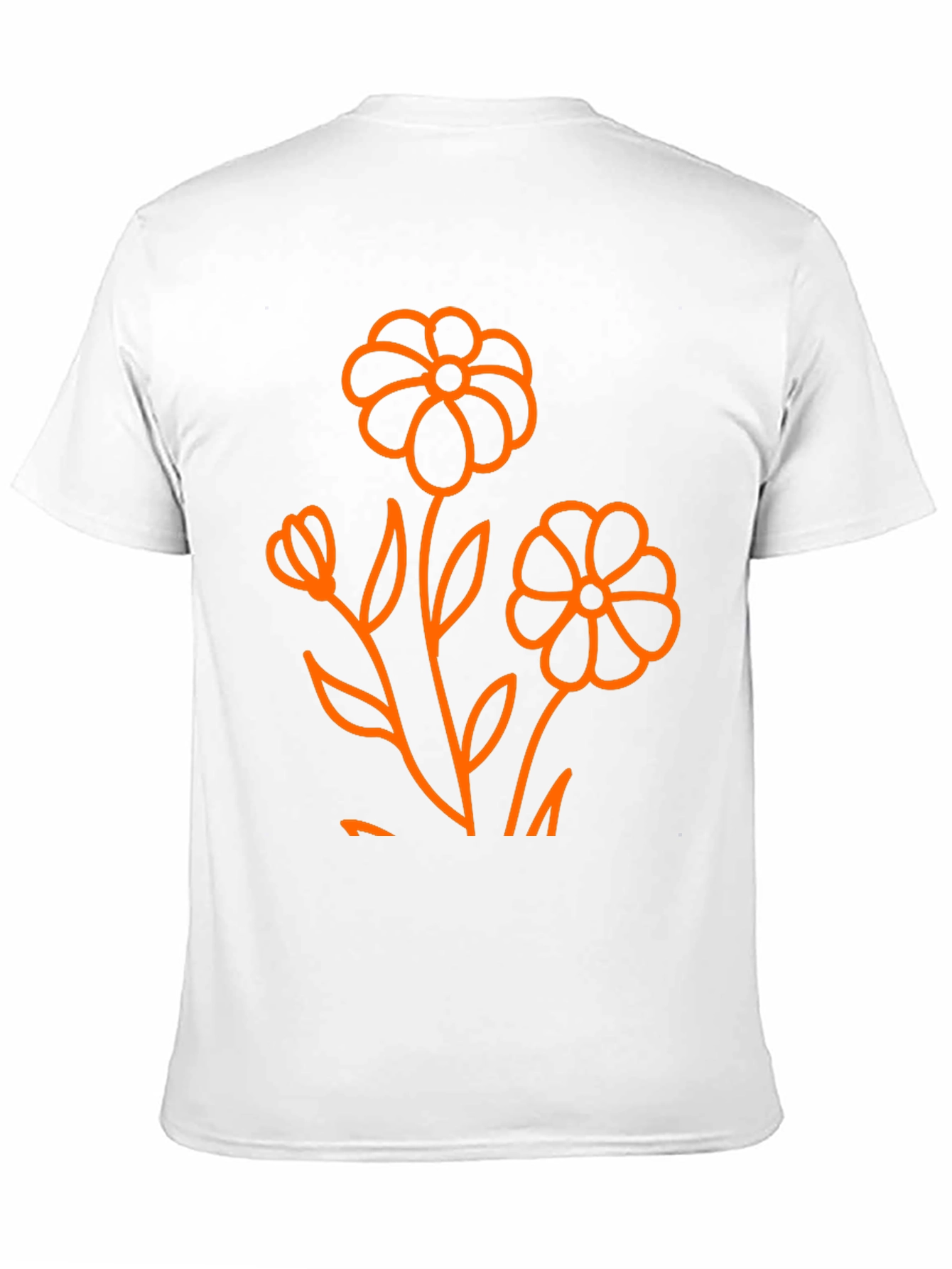 Black T-Shirt with Orange Floral Graphic