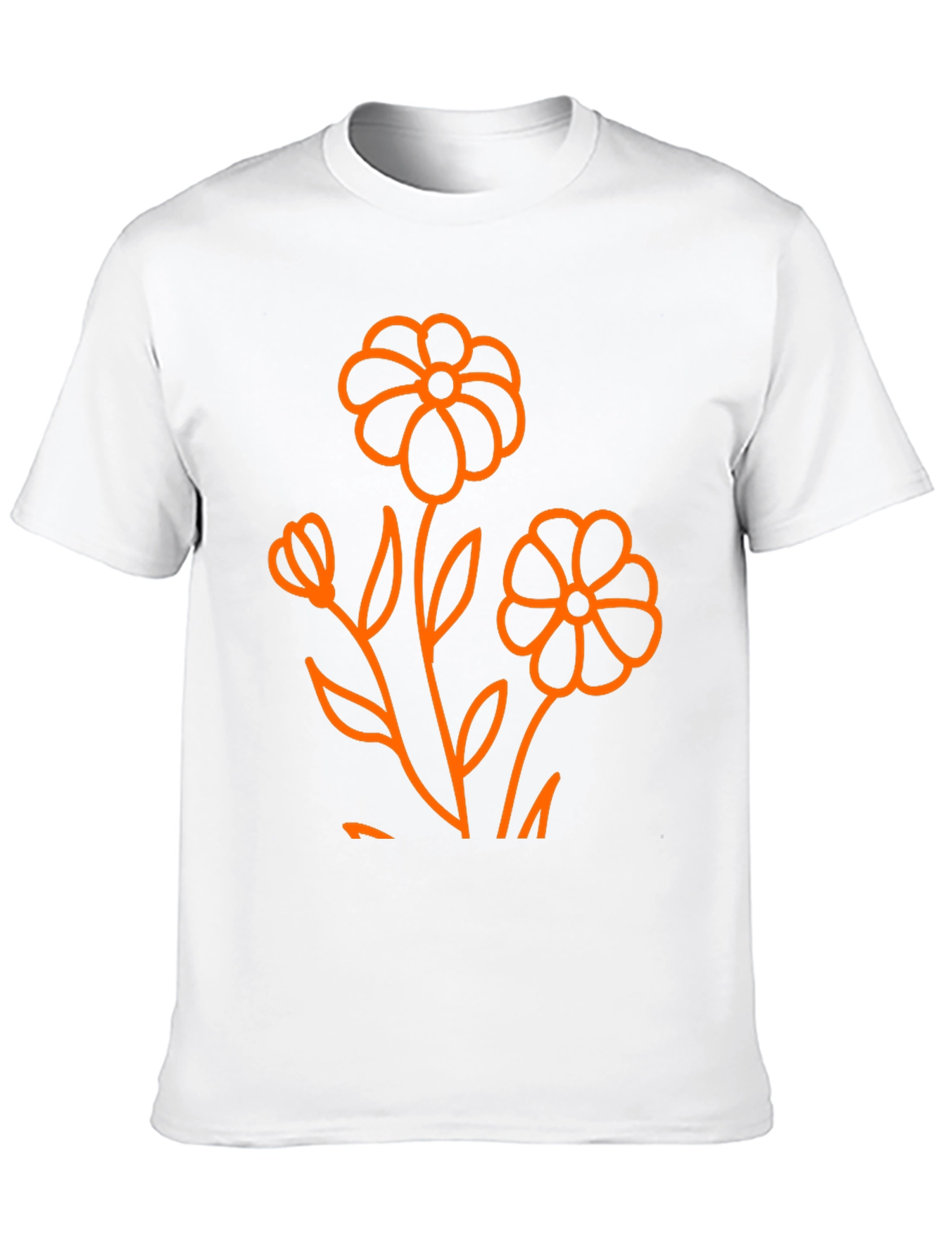 Black T-Shirt with Orange Floral Graphic