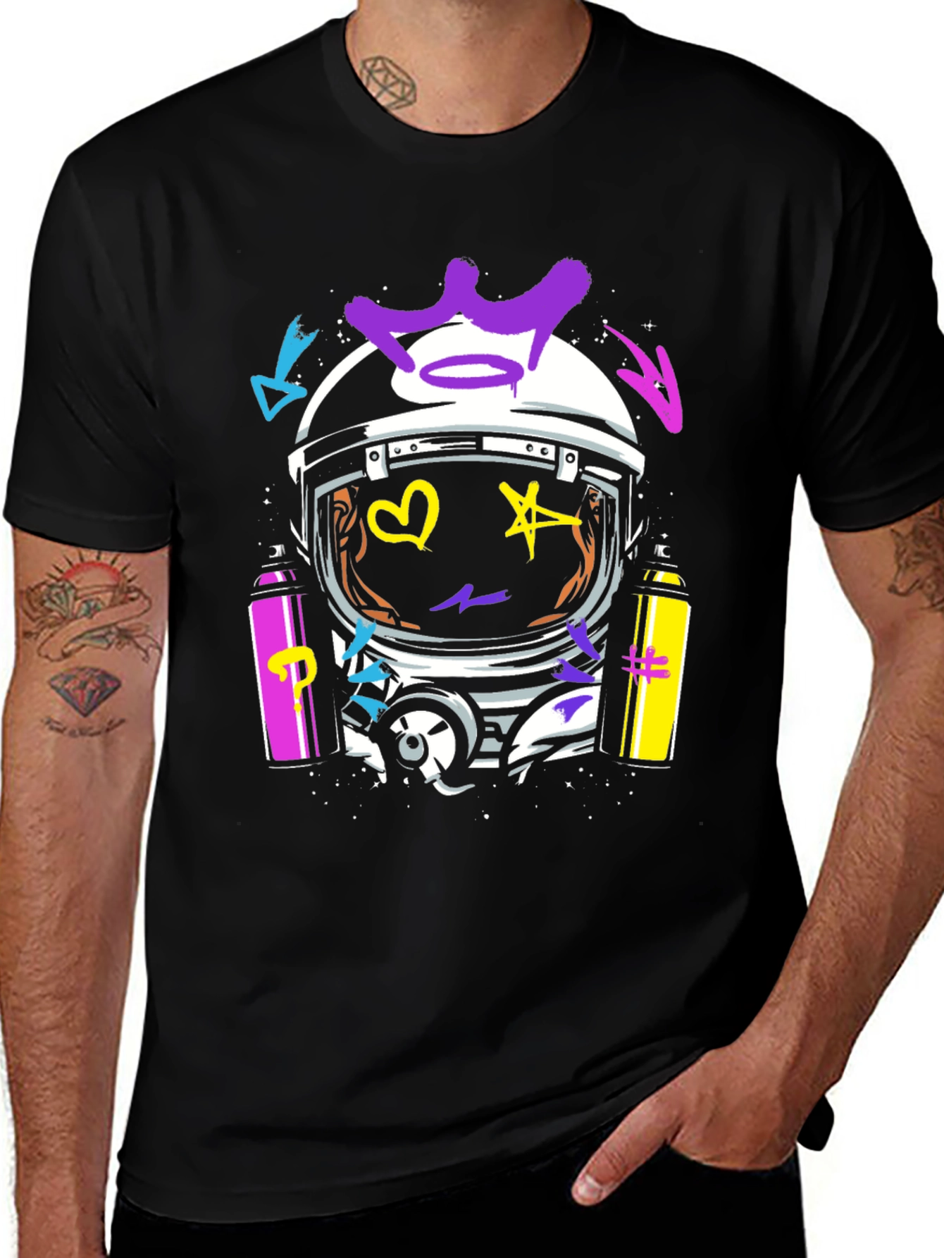 Astronaut Graffiti Graphic Tee - Bold Streetwear Style