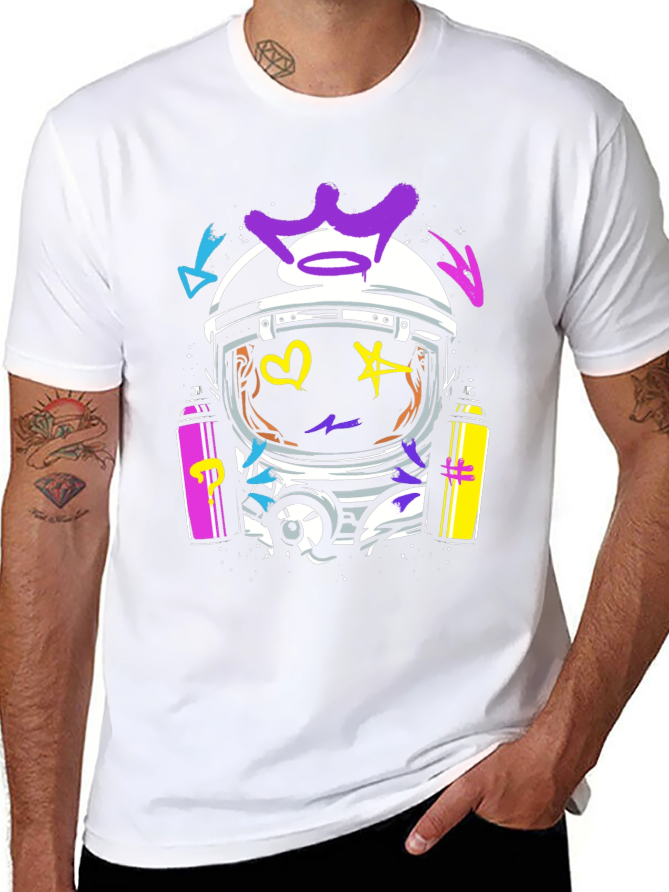 Astronaut Graffiti Graphic Tee - Bold Streetwear Style