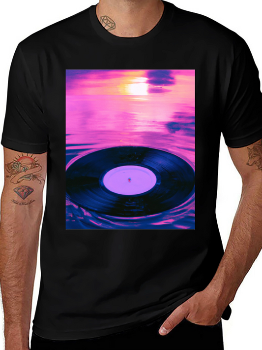 Vinyl Record Sunset Graphic Tee