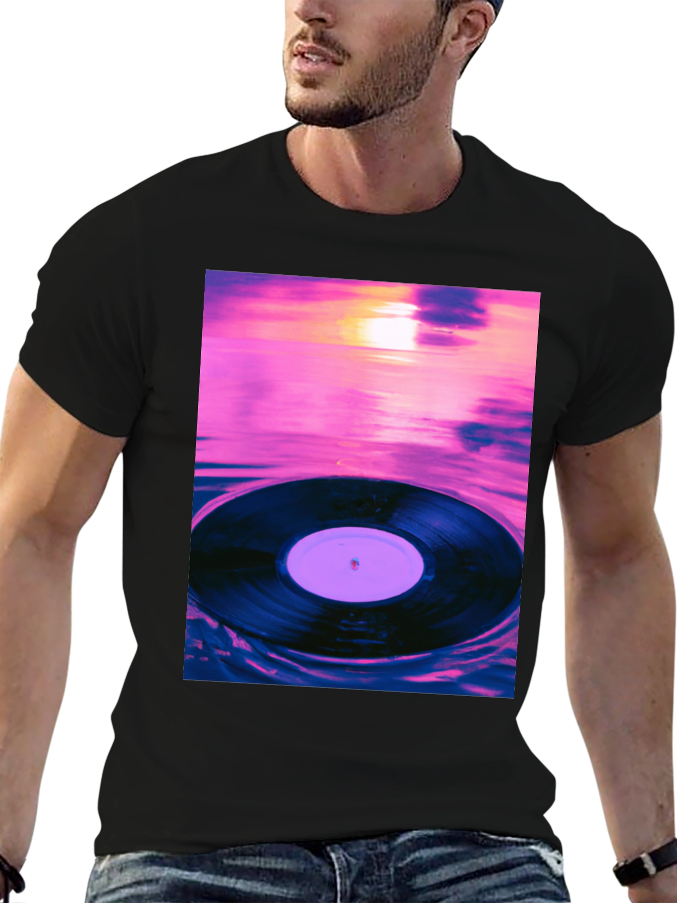 Vinyl Record Sunset Graphic Tee