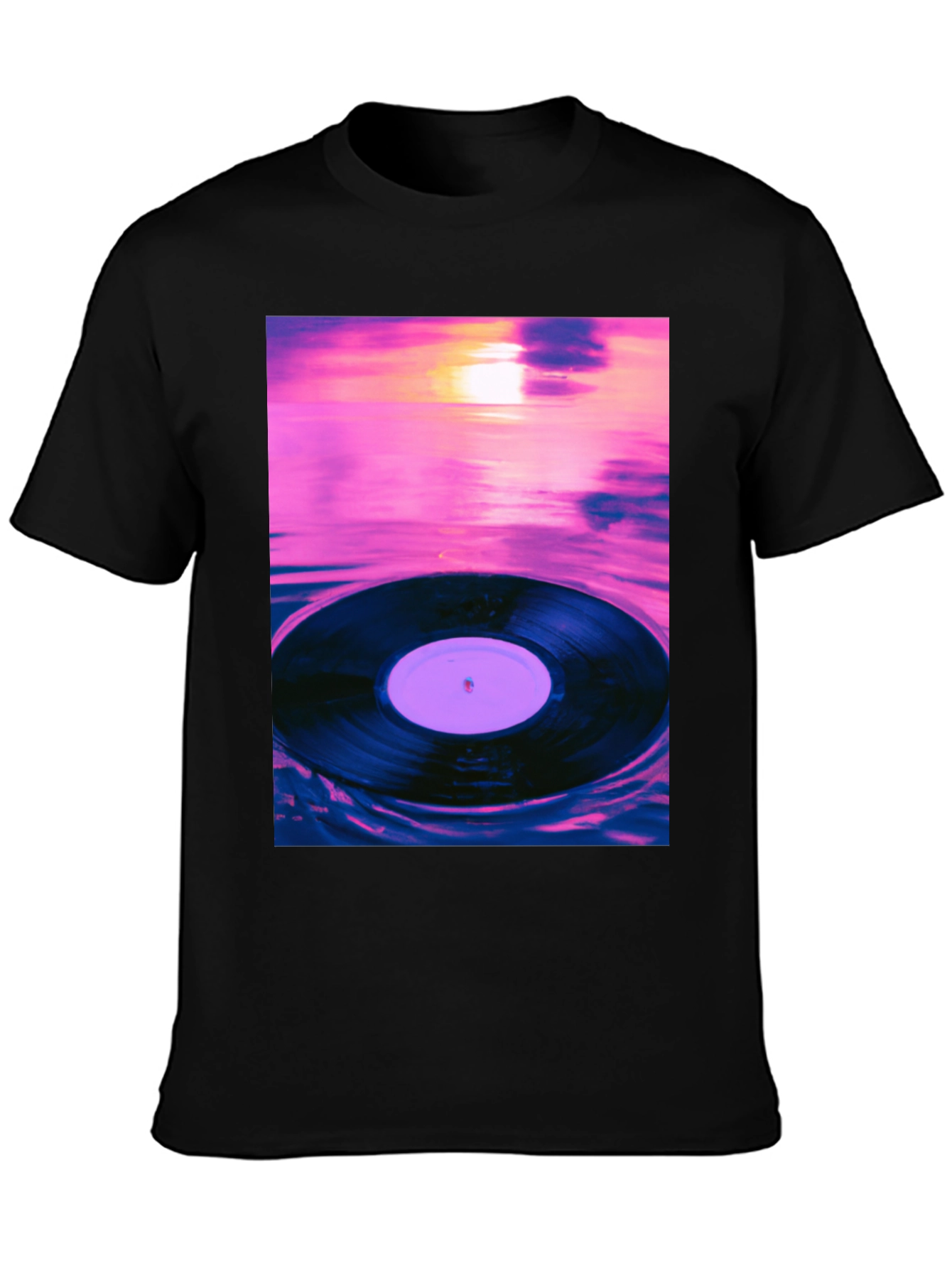 Vinyl Record Sunset Graphic Tee