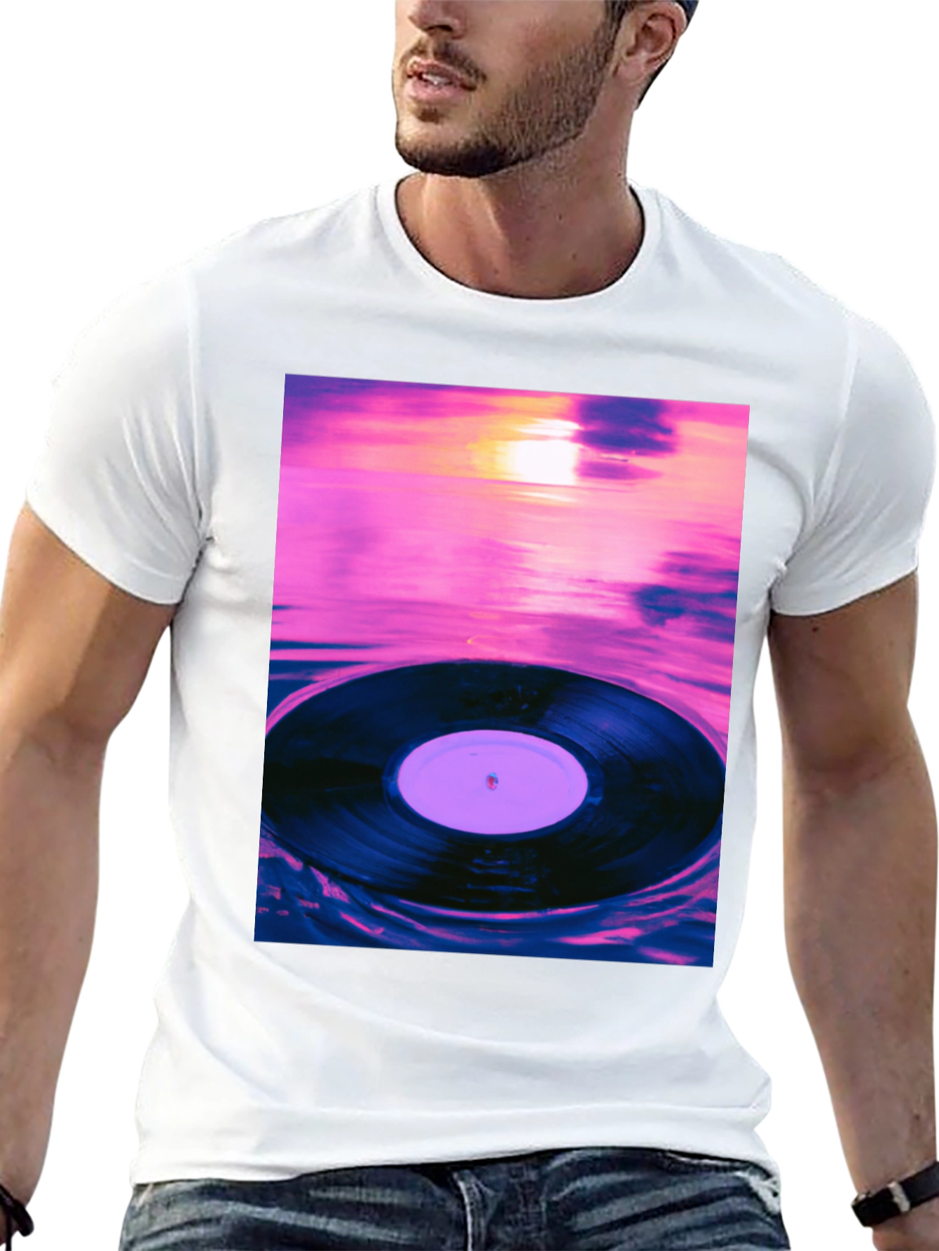Vinyl Record Sunset Graphic Tee