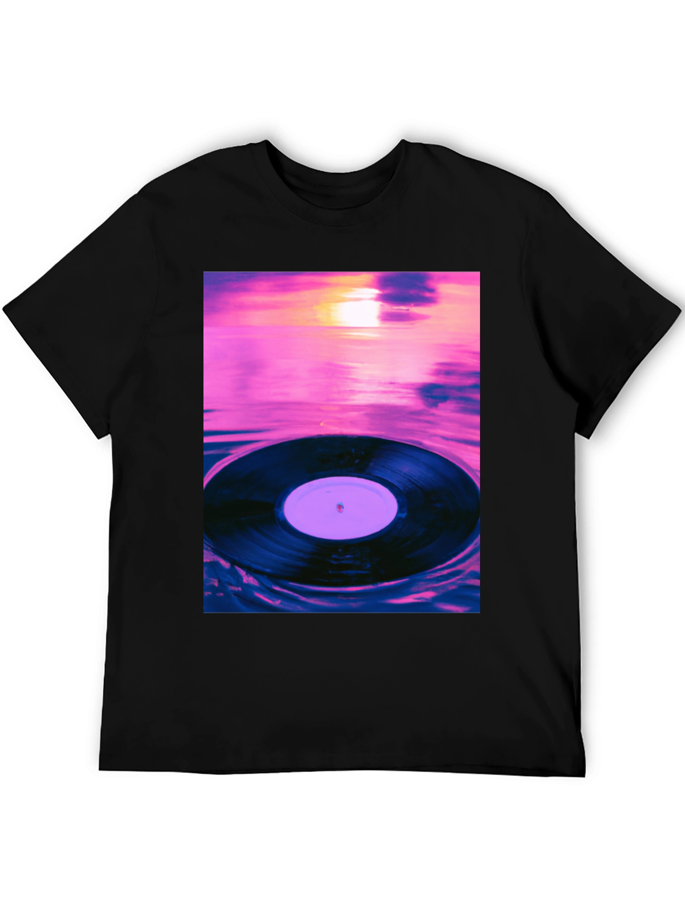 Vinyl Record Sunset Graphic Tee