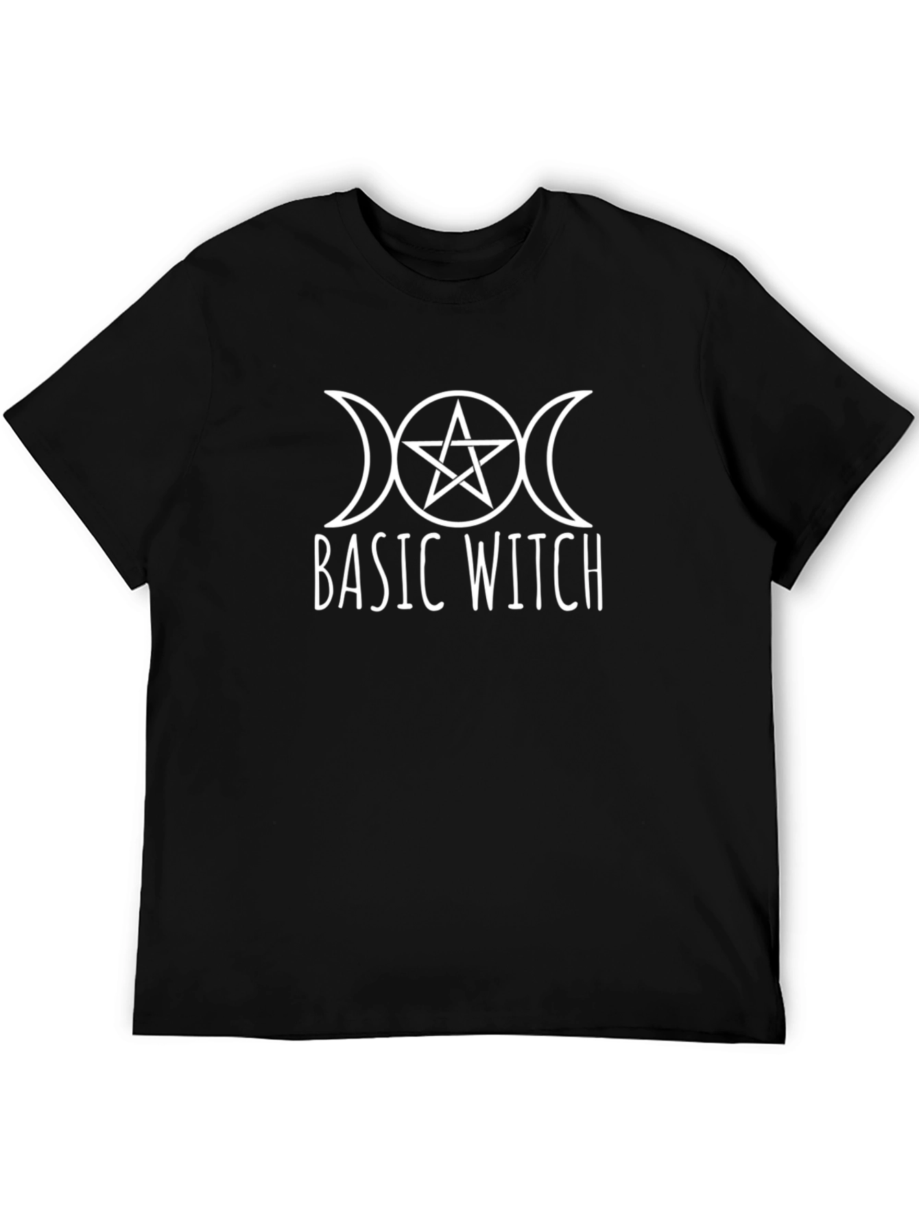 Basic Witch Graphic T-Shirt - Black Cotton Tee