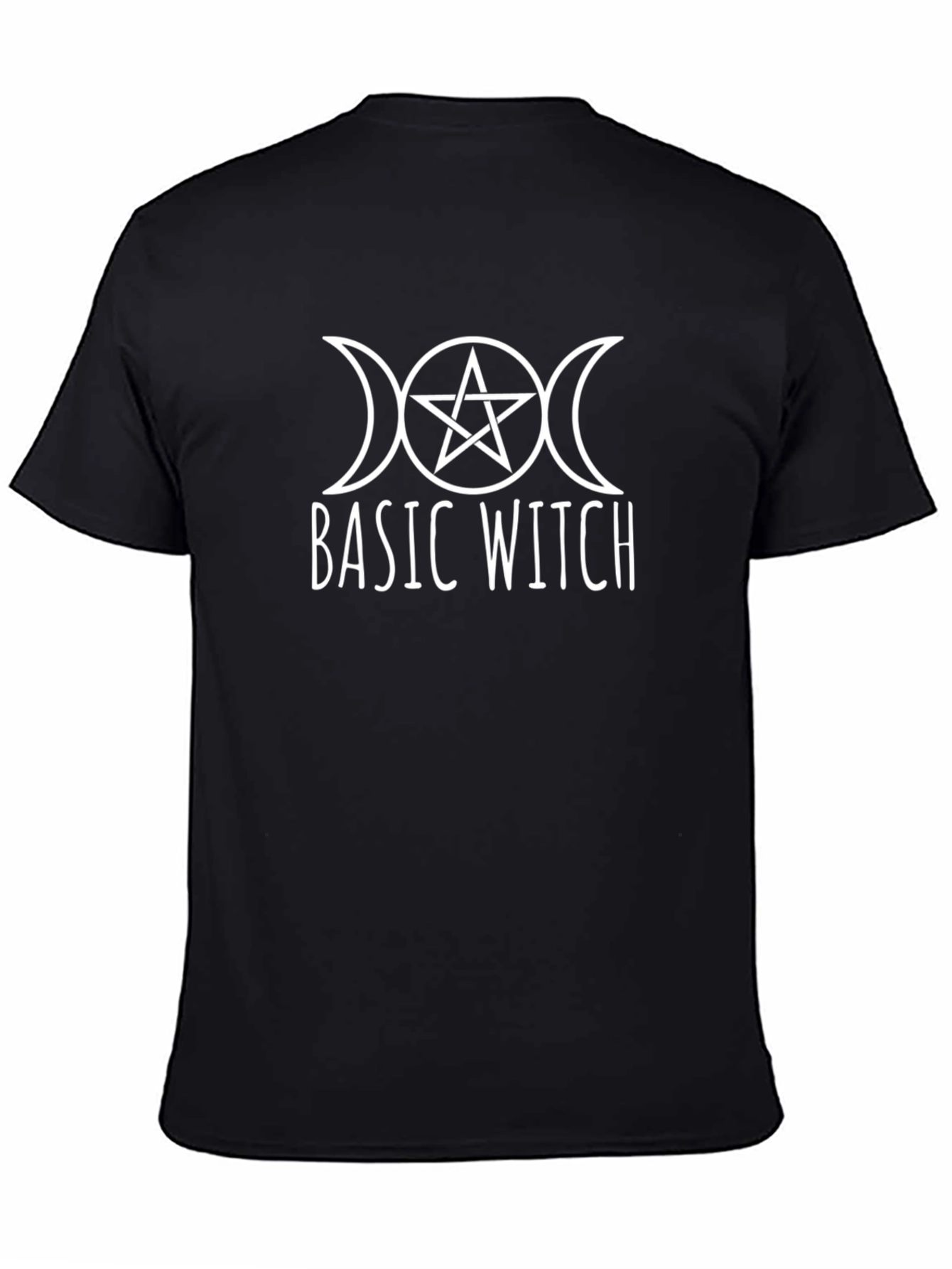 Basic Witch Graphic T-Shirt - Black Cotton Tee