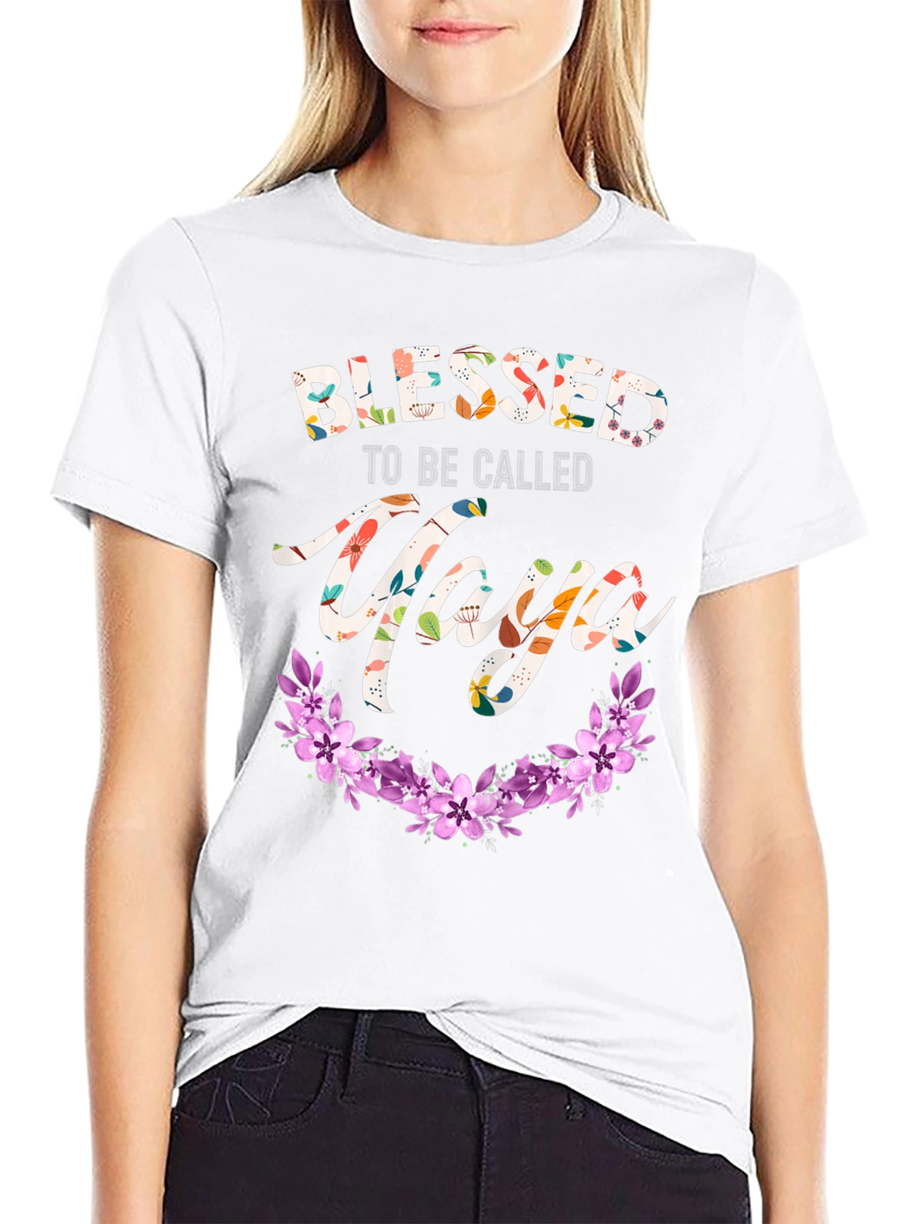 Blessed Yaya T-Shirt Floral Design
