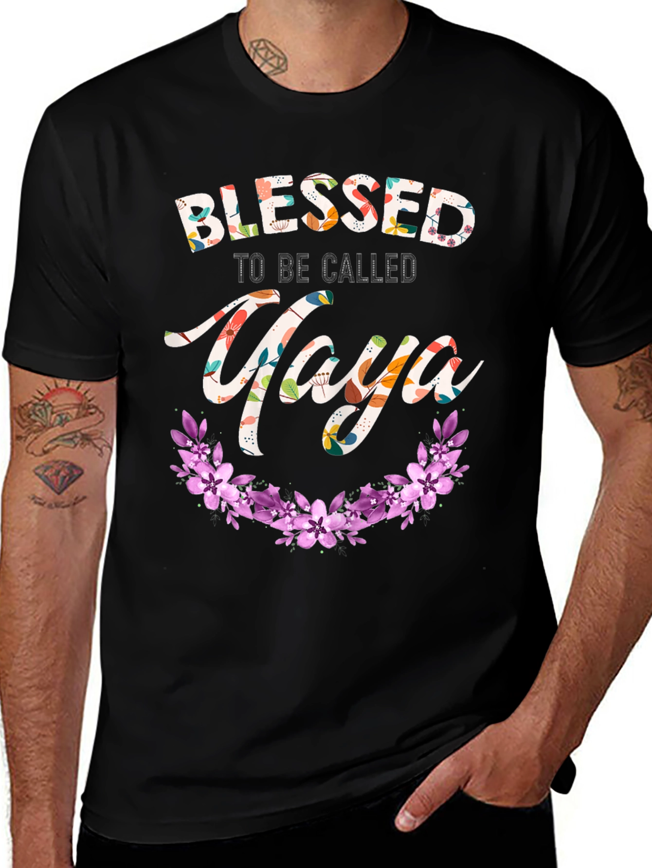 Blessed Yaya T-Shirt Floral Design