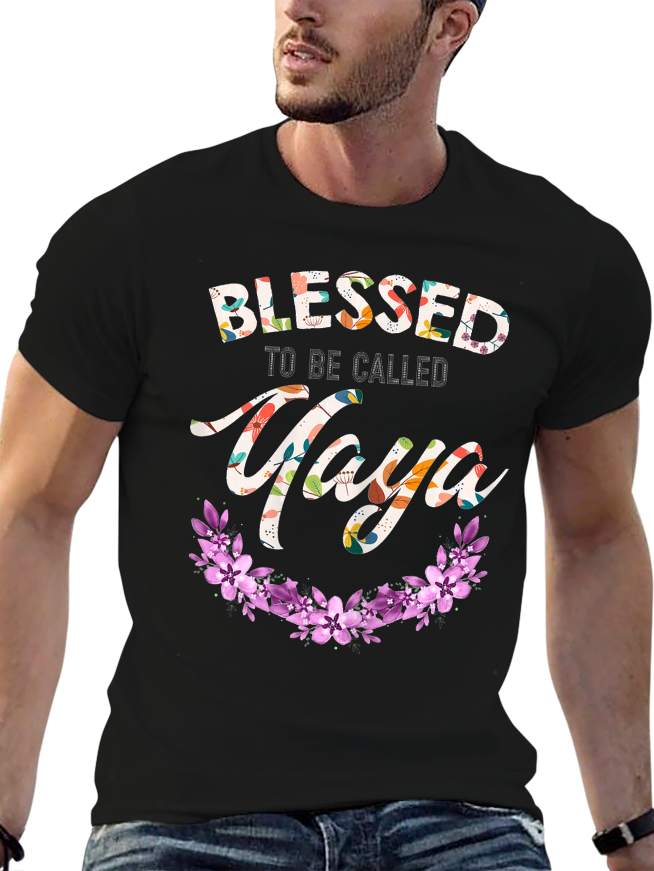 Blessed Yaya T-Shirt Floral Design